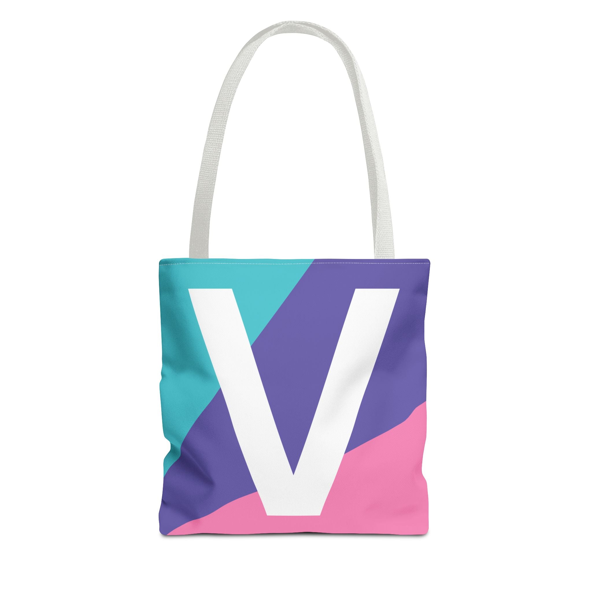 Monogram 'V' Colorblock Tote Bag — Personalized Initial V Shoulder Tote