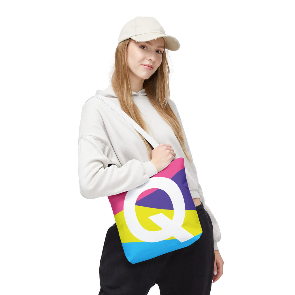 Monogram 'Q' Colorblock Tote Bag — Personalized Initial Q Shoulder Tote