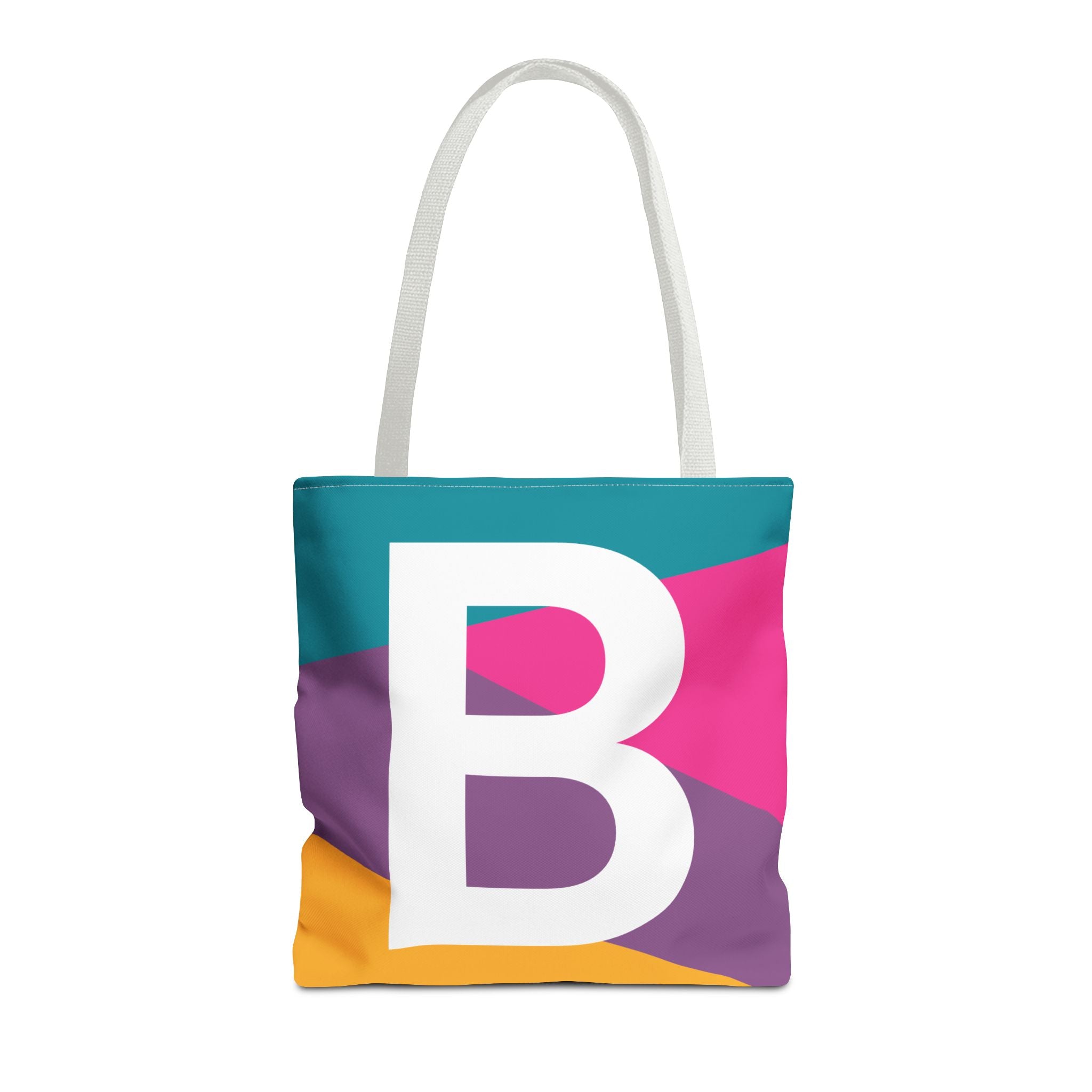 Monogram 'B' Colorblock Tote Bag — Personalized Initial A Shoulder Tote