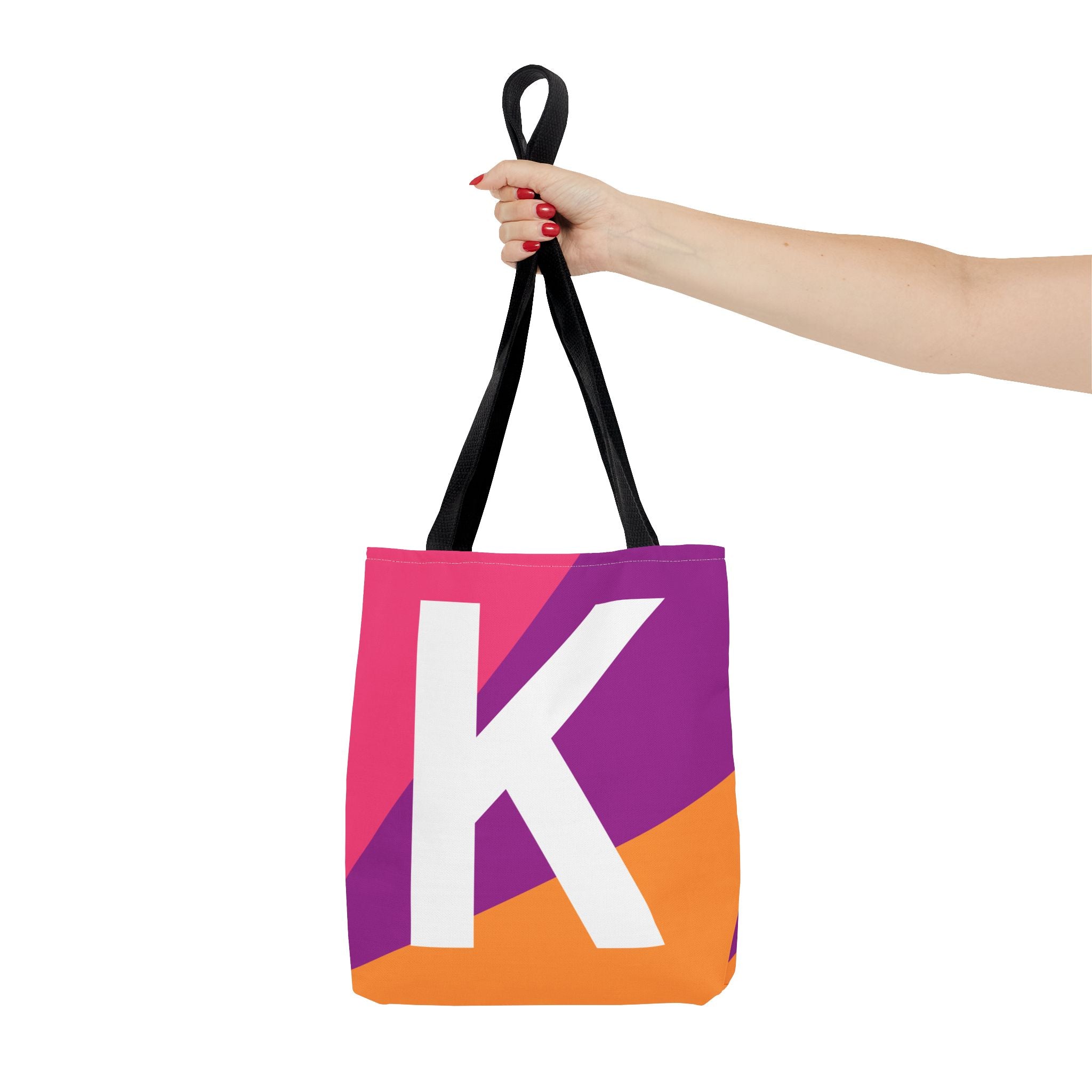 Monogram 'K' Colorblock Tote Bag — Personalized Initial K Shoulder Tote