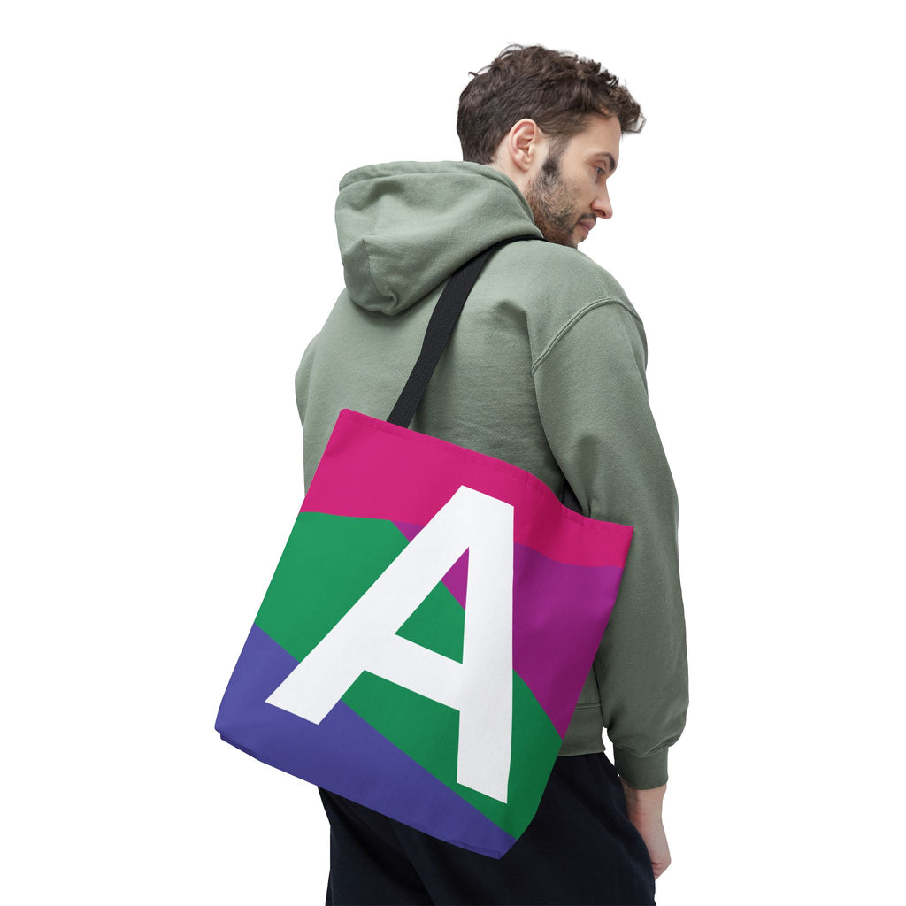 Monogram 'A' Colorblock Tote Bag — Personalized Initial A Shoulder Tote