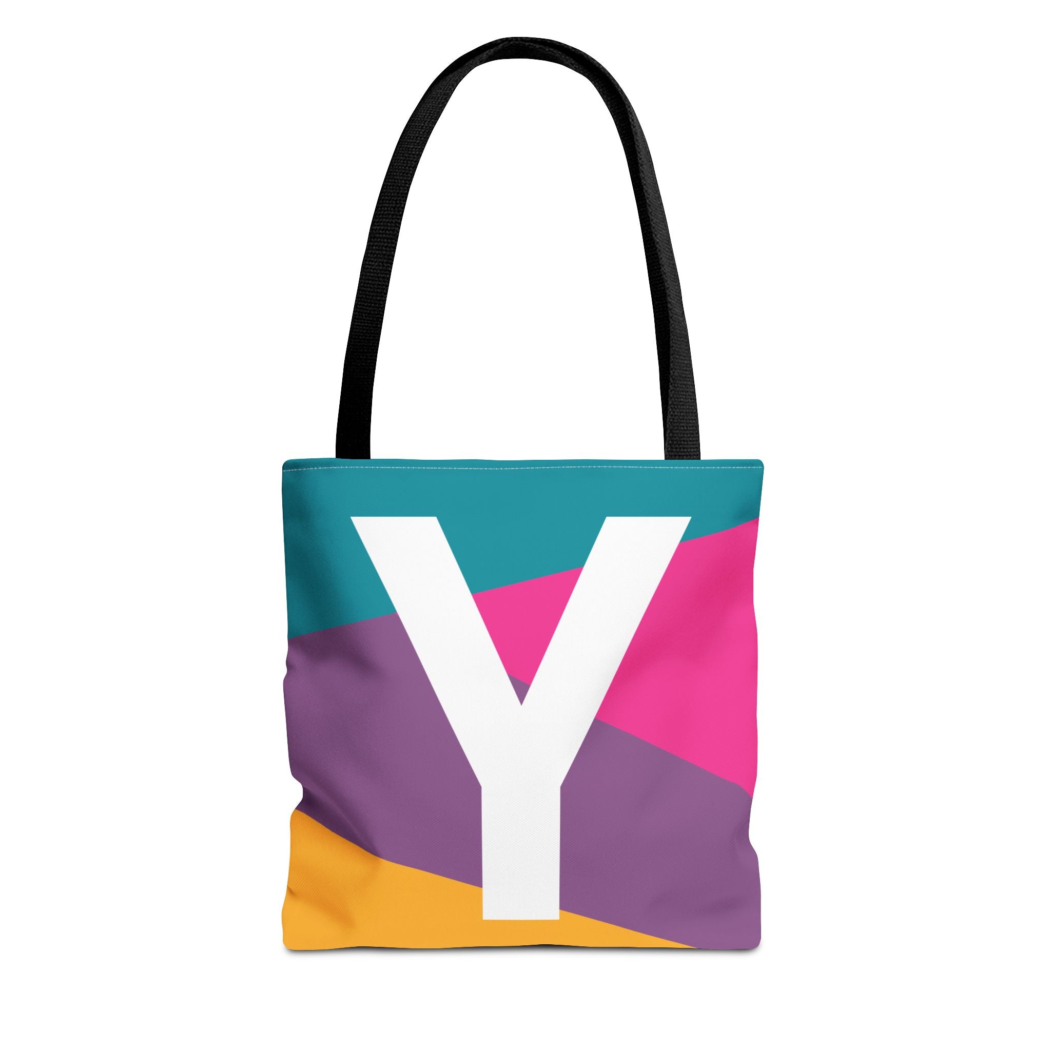 Monogram 'Y' Colorblock Tote Bag — Personalized Initial Y Shoulder Tote