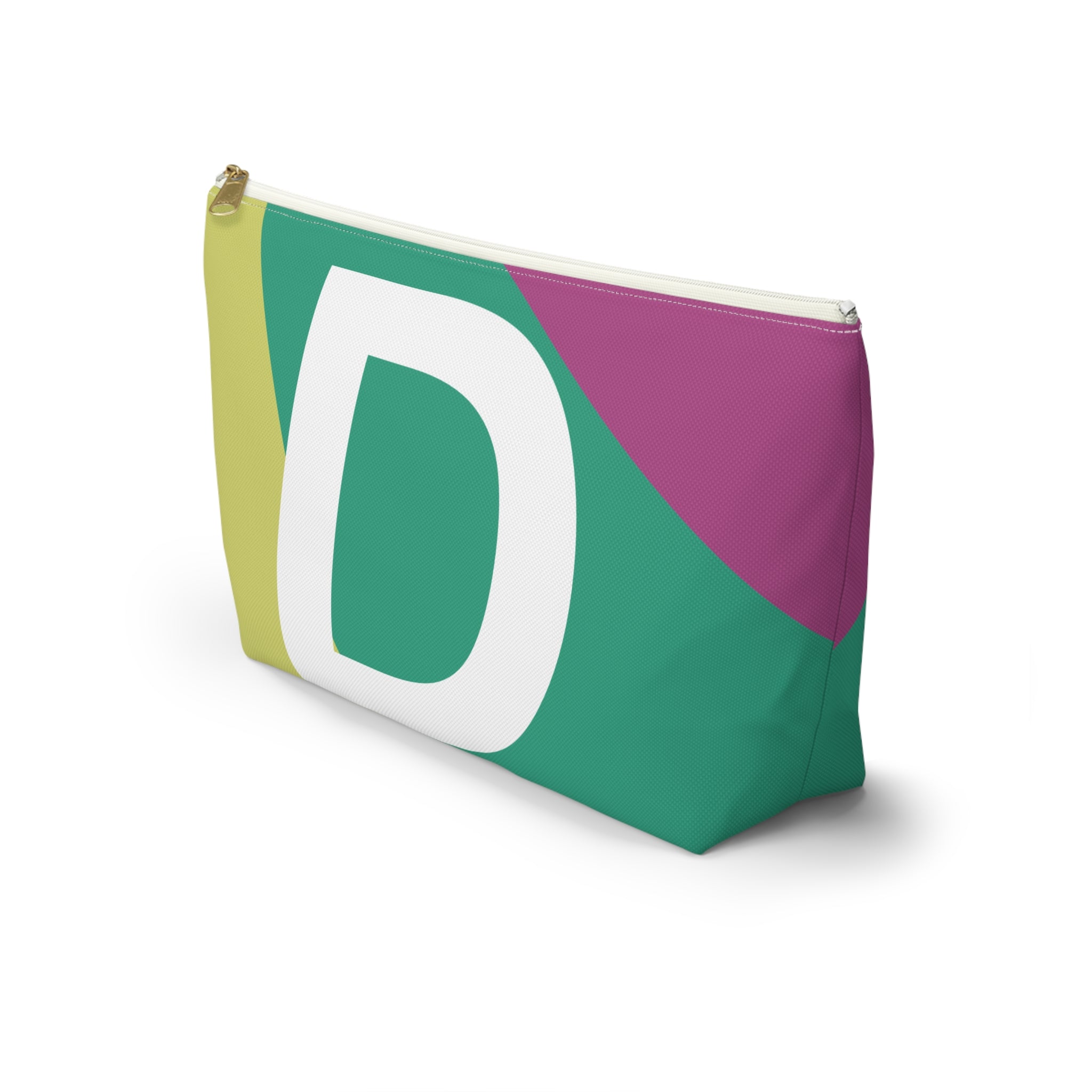 Initials Colorblock Accessory Pouch — Monogram D T-Bottom Cosmetic Bag