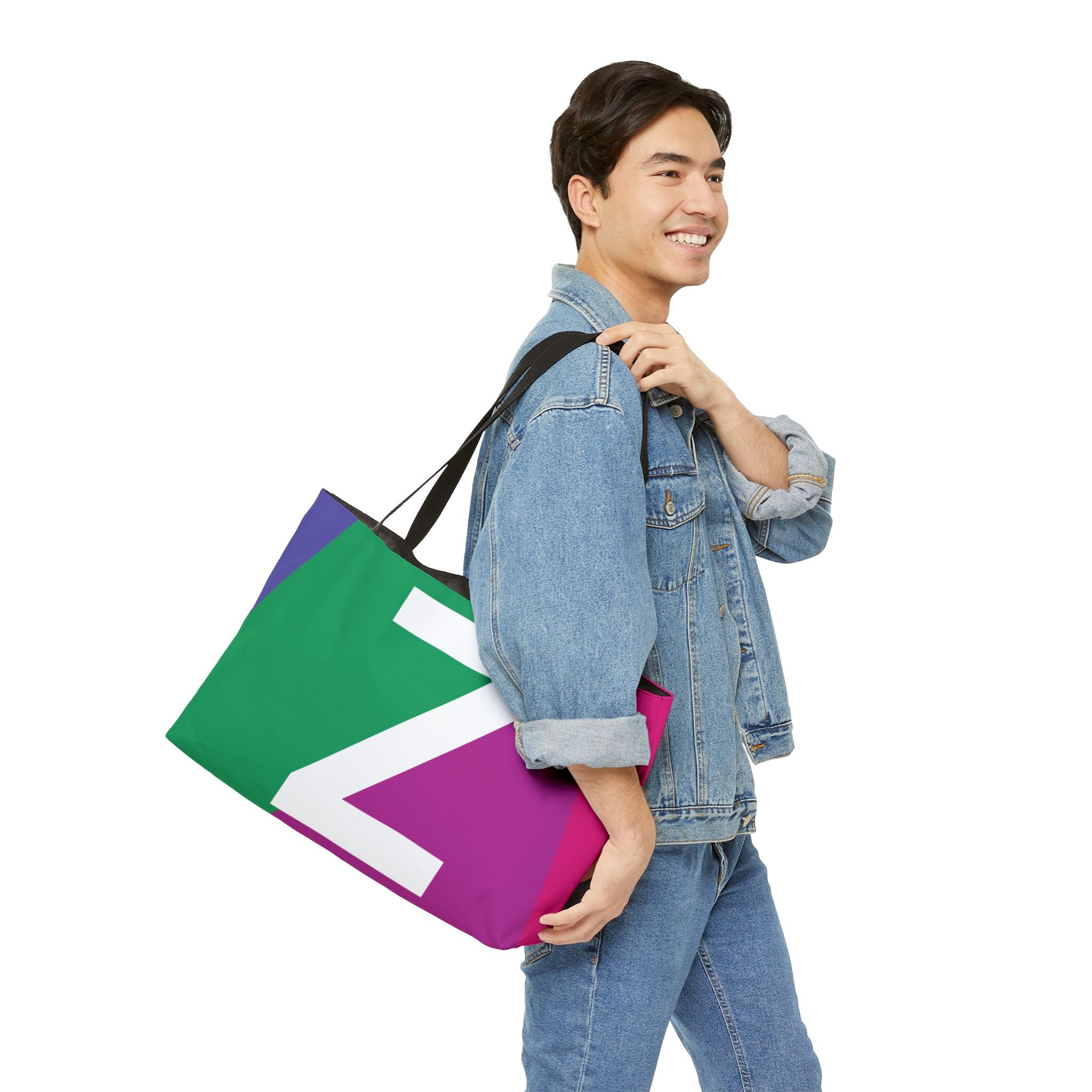 Personalized 'Z' Colorblock Tote Bag — Monogram Weekender Tote