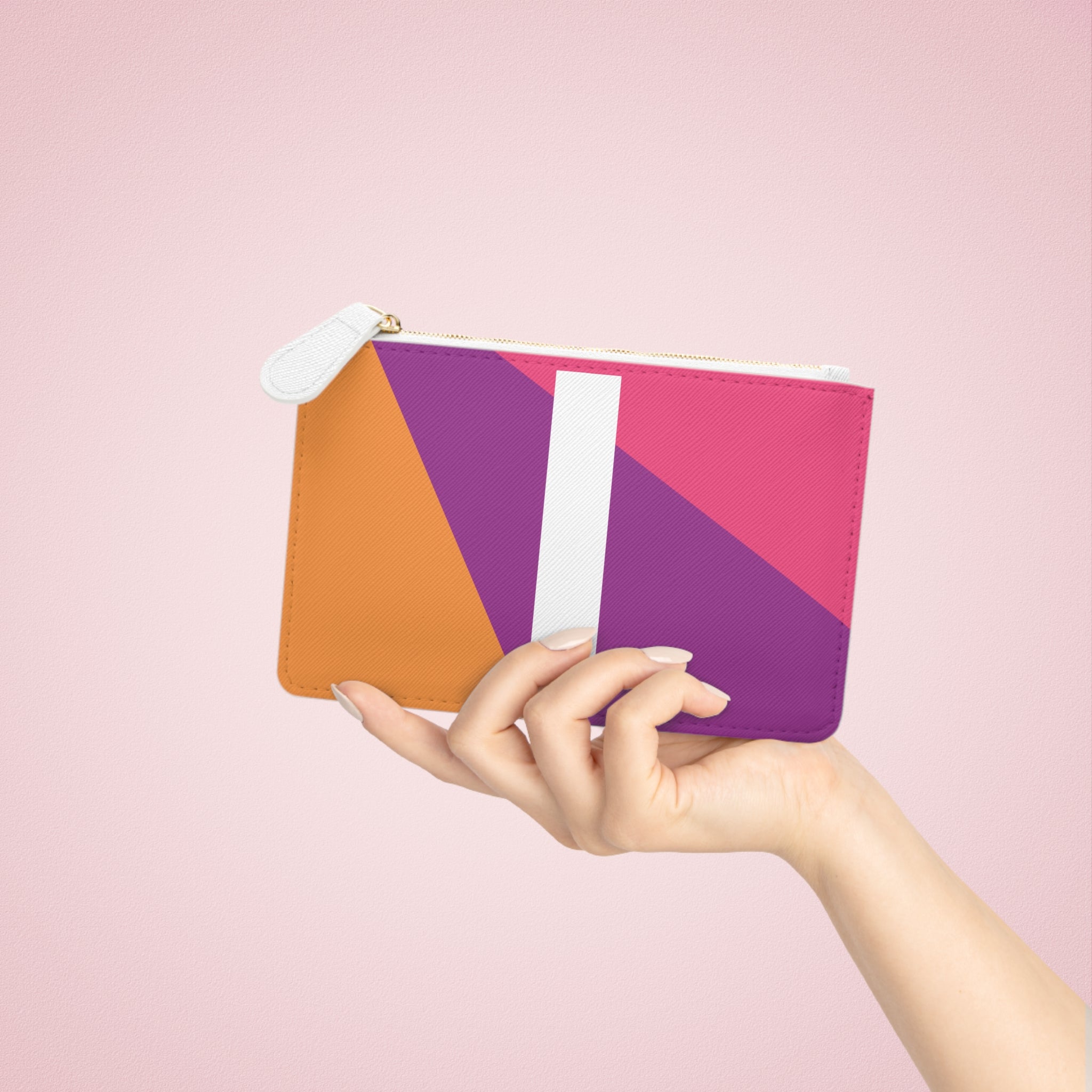 Initial I Mini Clutch — Colorblock Monogram Wristlet Wallet