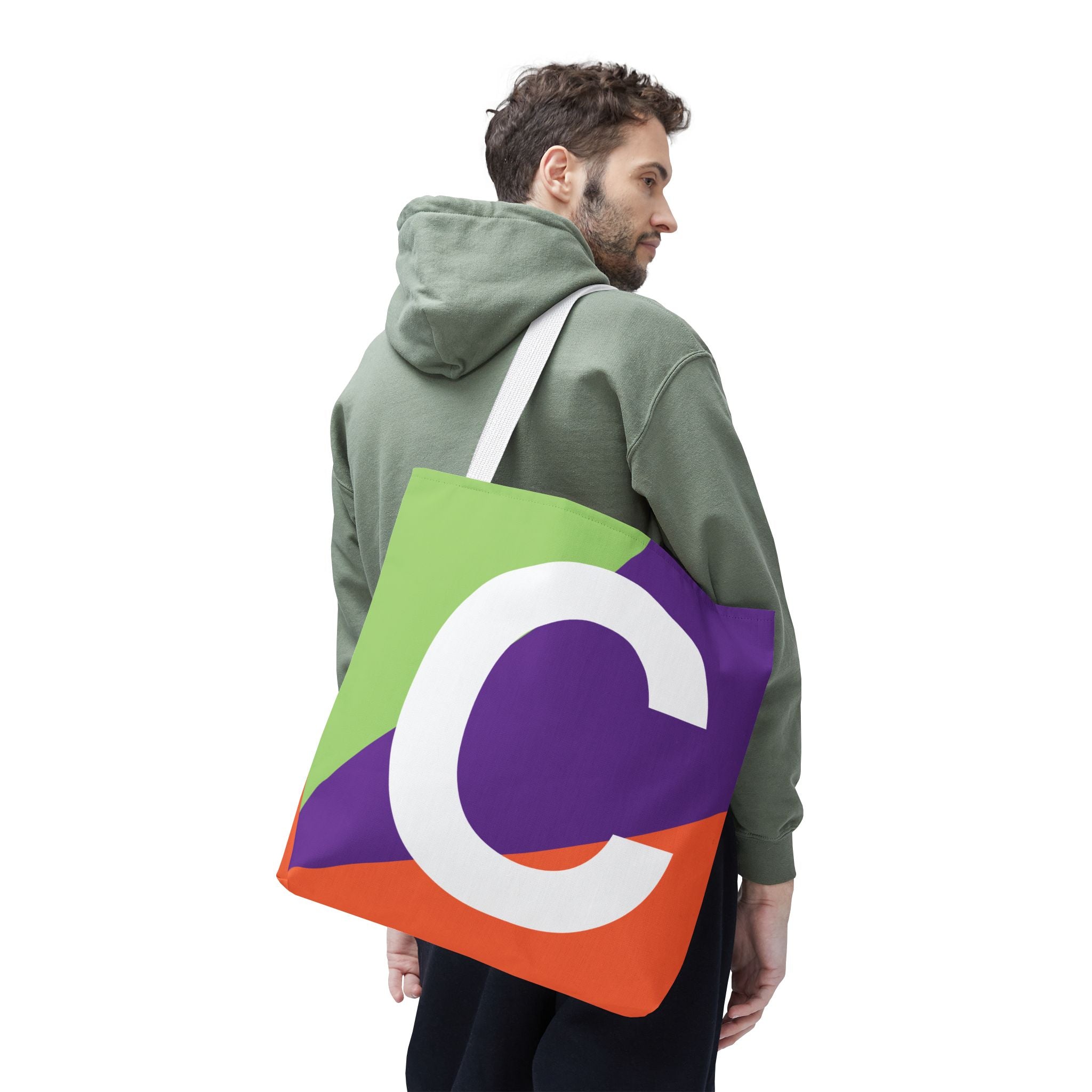 Monogram 'C' Colorblock Tote Bag — Personalized Initial C Shoulder Tote