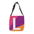 Initial Letter 'L' Colorblock Adjustable Tote Bag — Monogram Alphabet Shoulder Bag