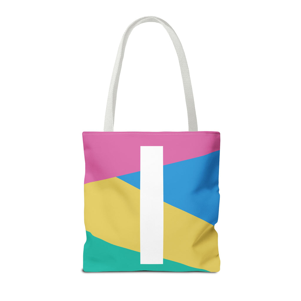 Monogram 'I' Colorblock Tote Bag — Personalized Initial I Shoulder Tote
