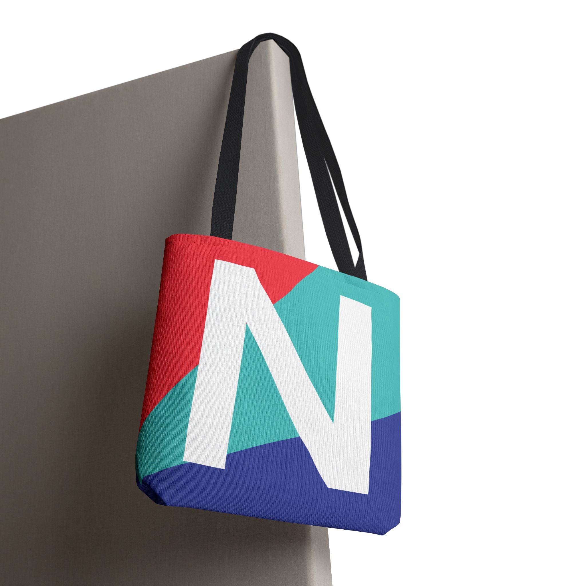 Monogram 'N' Colorblock Tote Bag — Personalized Initial N Shoulder Tote