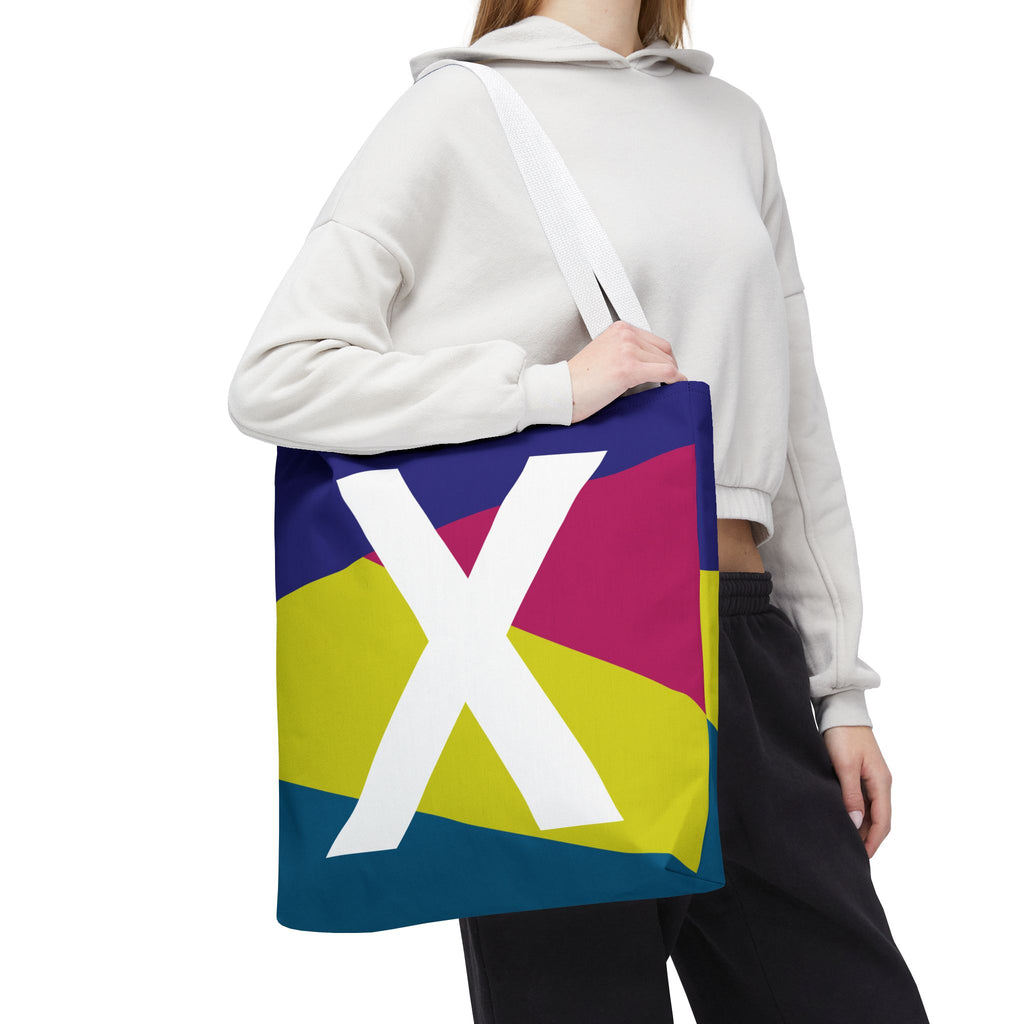 Monogram 'X' Colorblock Tote Bag — Personalized Initial X Shoulder Tote