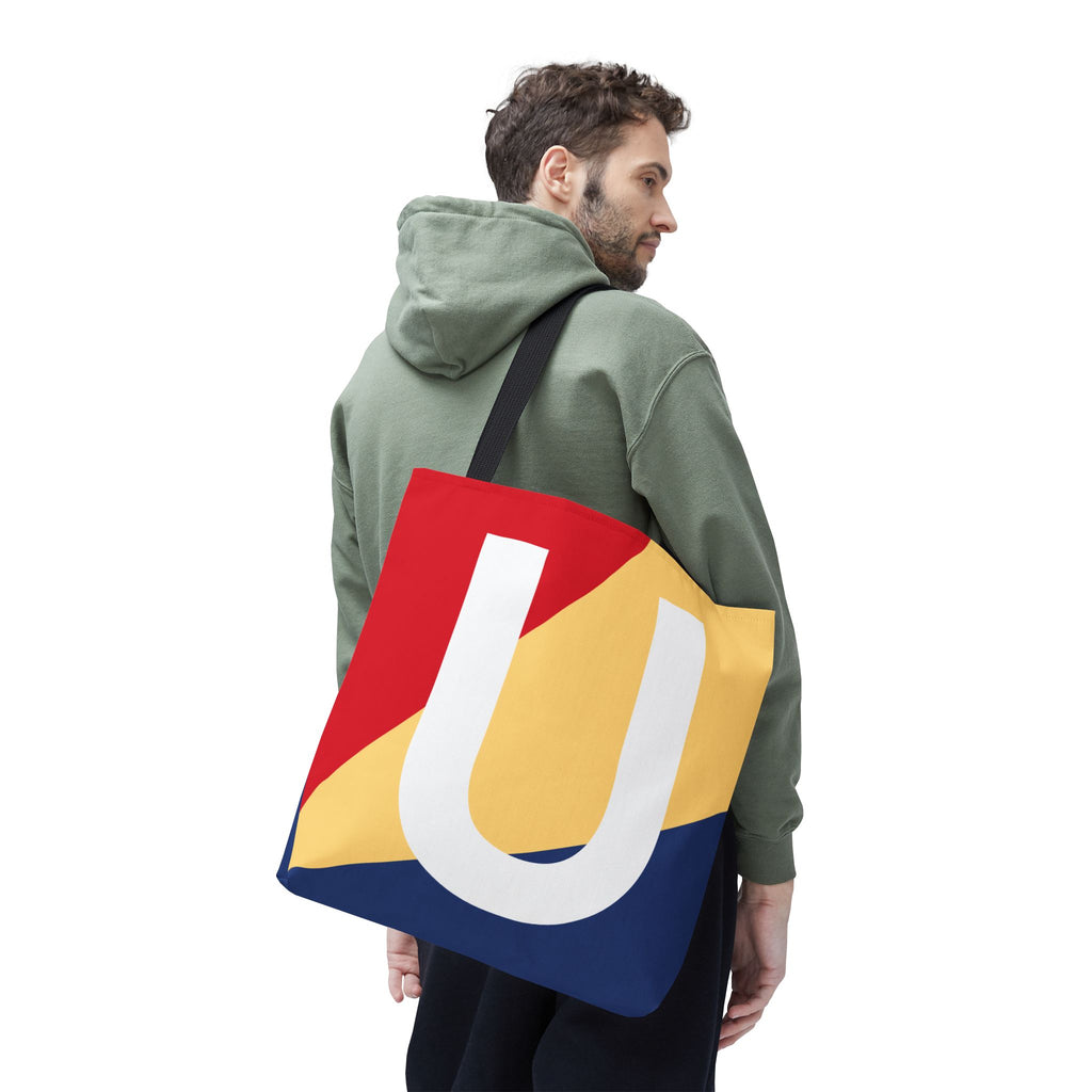 Monogram 'U' Colorblock Tote Bag — Personalized Initial U Shoulder Tote