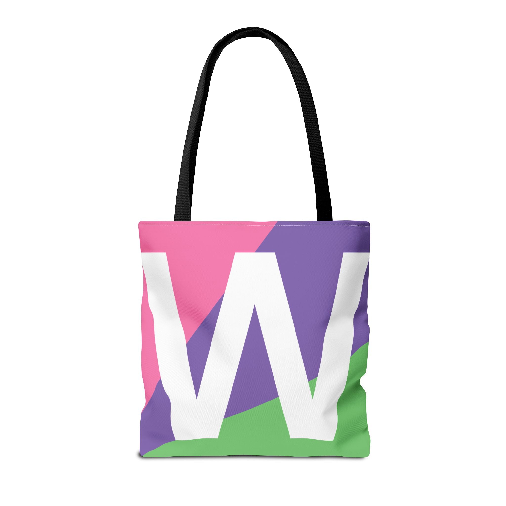 Monogram 'W' Colorblock Tote Bag — Personalized Initial W Shoulder Tote