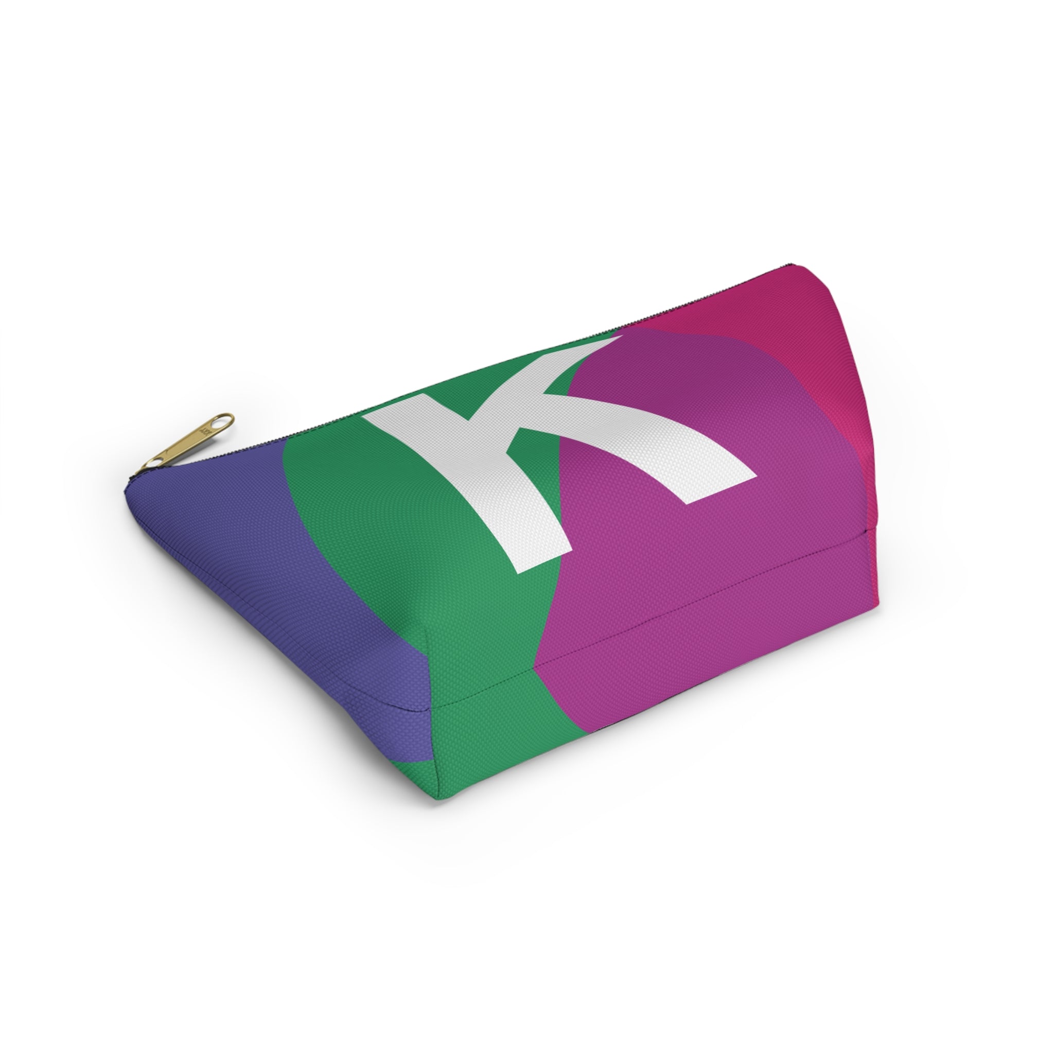 Initials Colorblock Accessory Pouch — Monogram K T-Bottom Cosmetic Bag