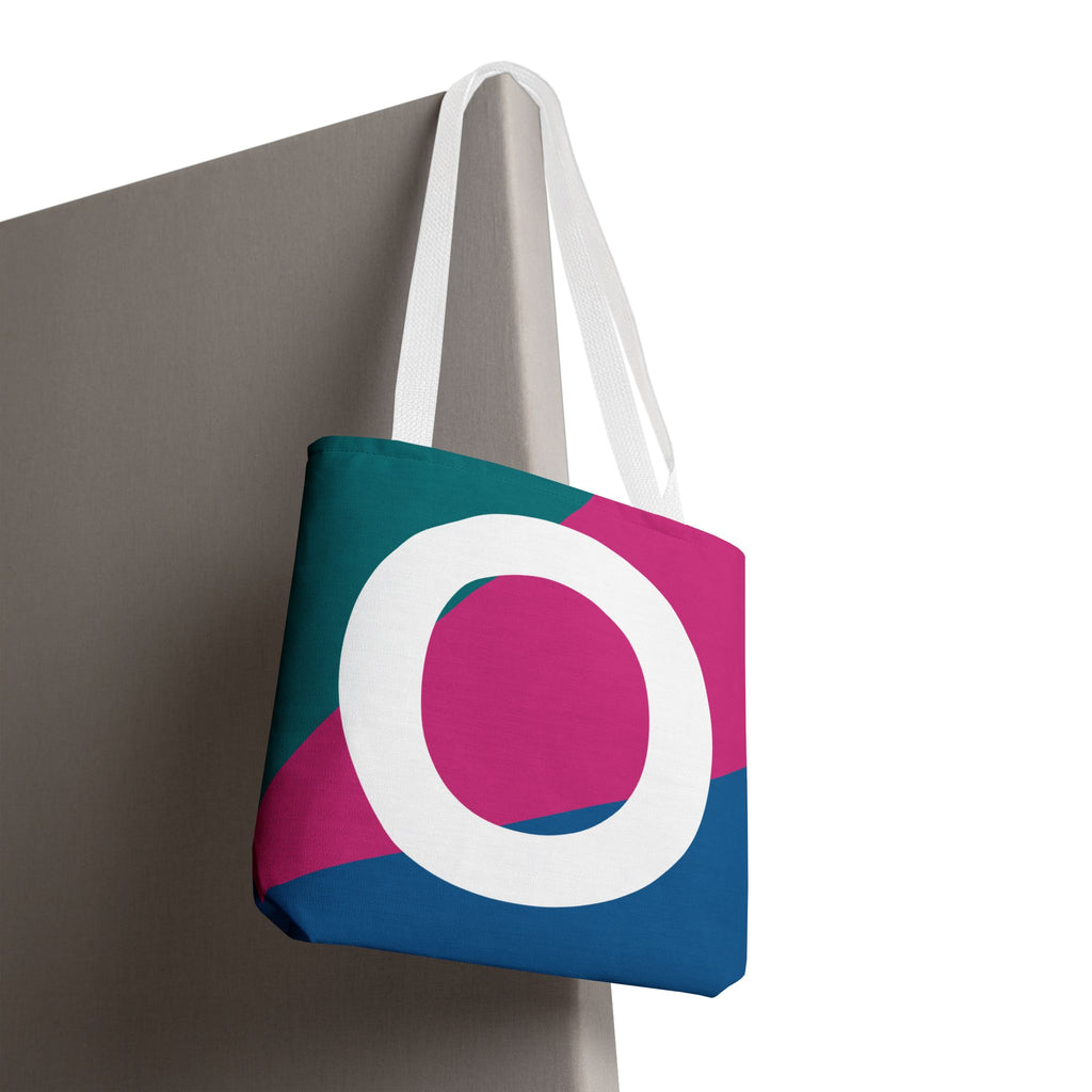 Monogram 'O' Colorblock Tote Bag — Personalized Initial O Shoulder Tote