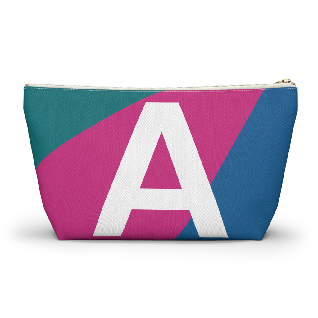 Initials Colorblock Accessory Pouch — Monogram A T-Bottom Cosmetic Bag
