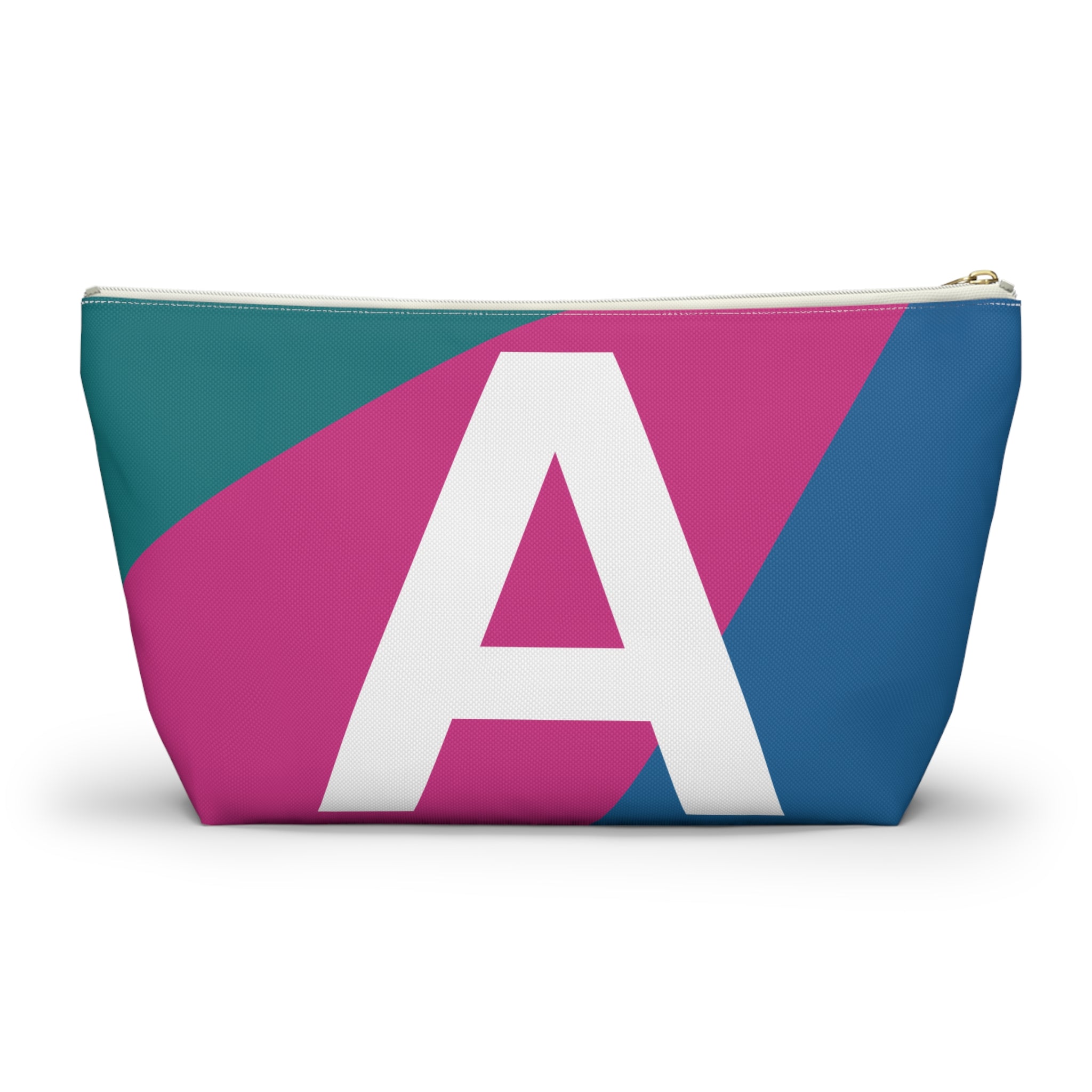 Initials Colorblock Accessory Pouch — Monogram A T-Bottom Cosmetic Bag