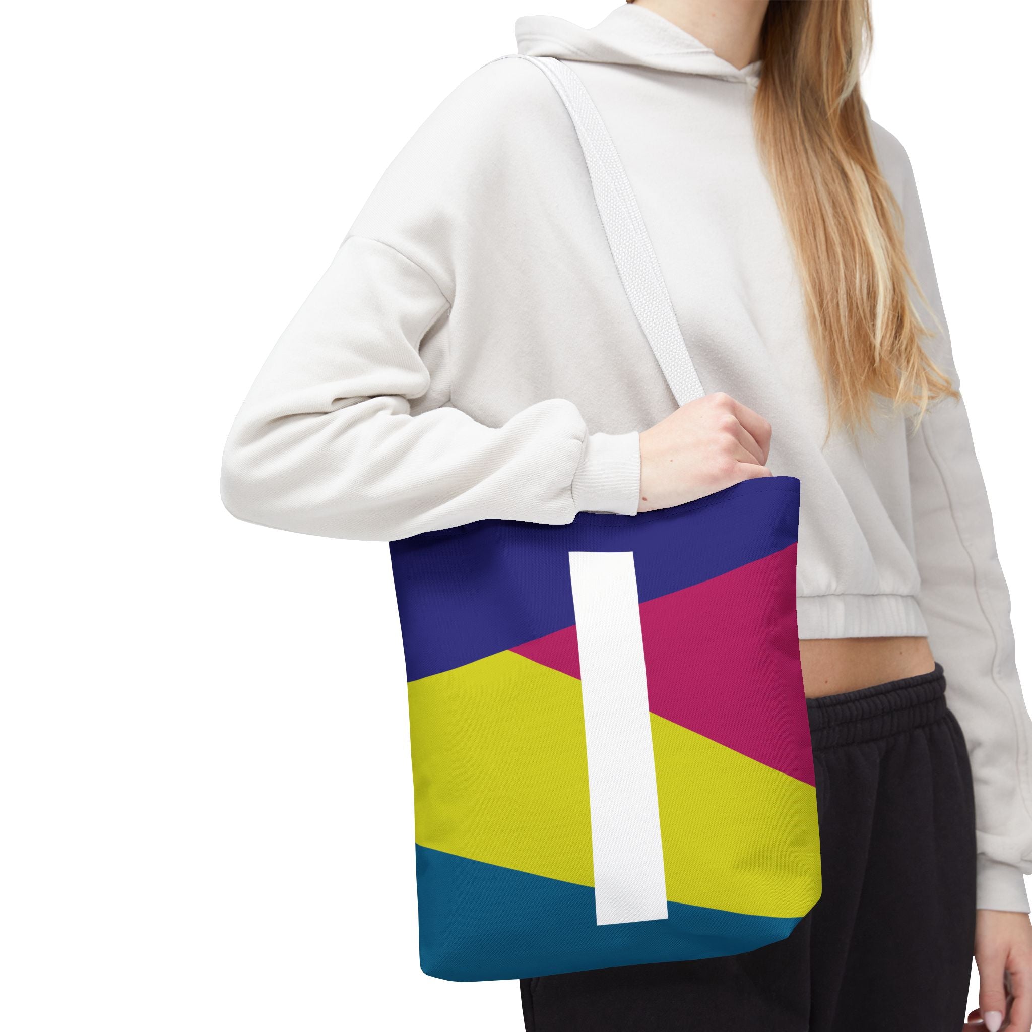 Monogram 'I' Colorblock Tote Bag — Personalized Initial I Shoulder Tote