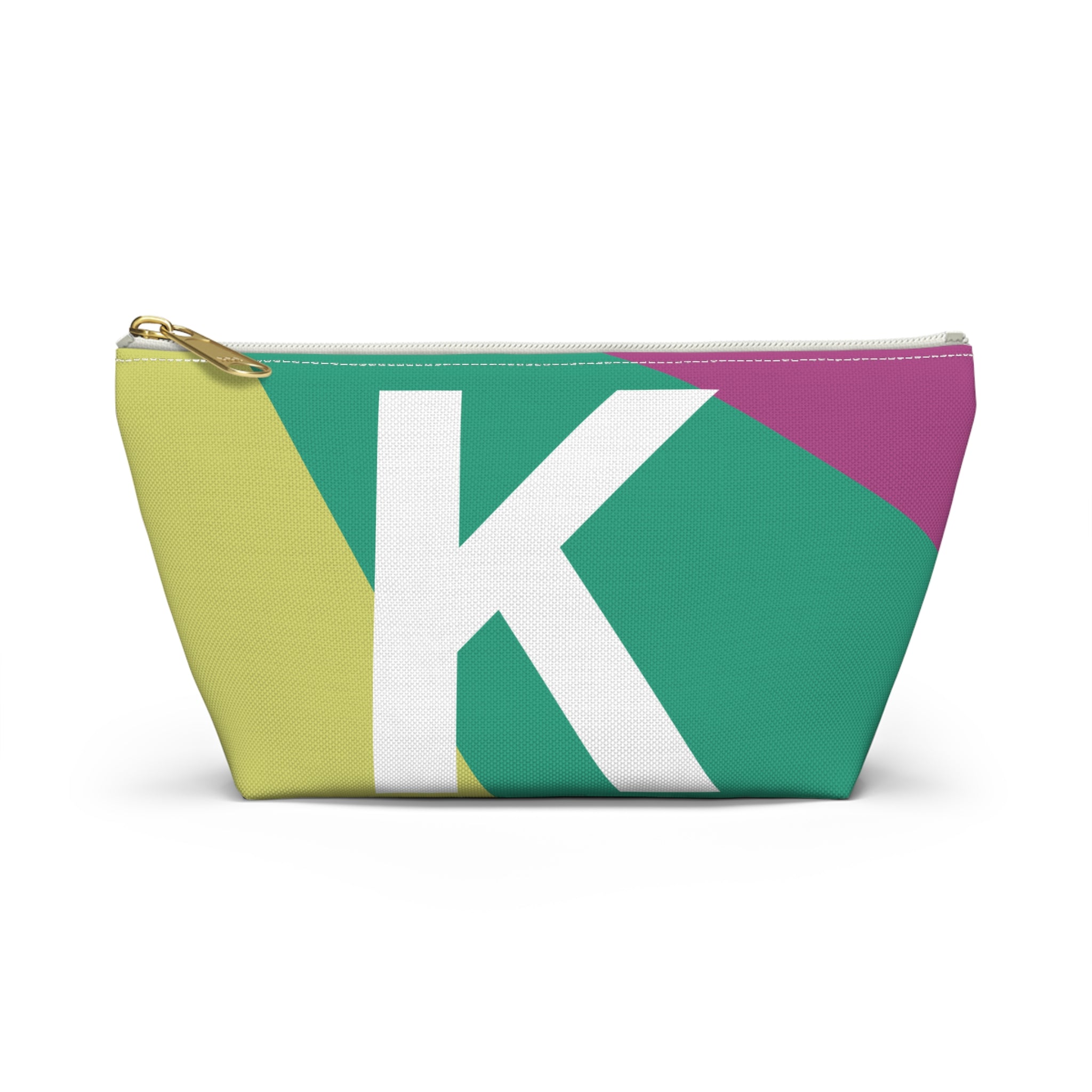 Initials Colorblock Accessory Pouch — Monogram K T-Bottom Cosmetic Bag