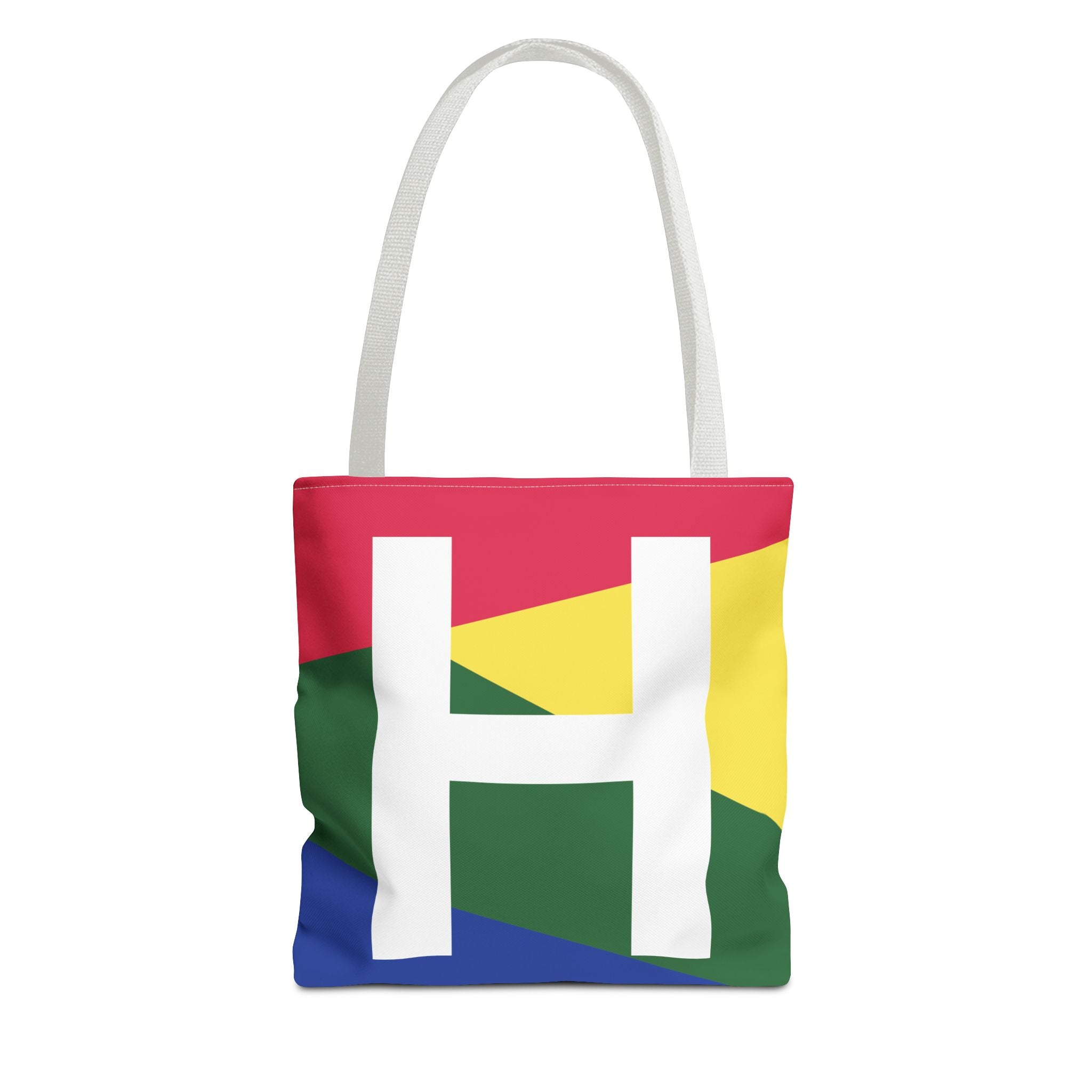 Monogram 'H' Colorblock Tote Bag — Personalized Initial H Shoulder Tote