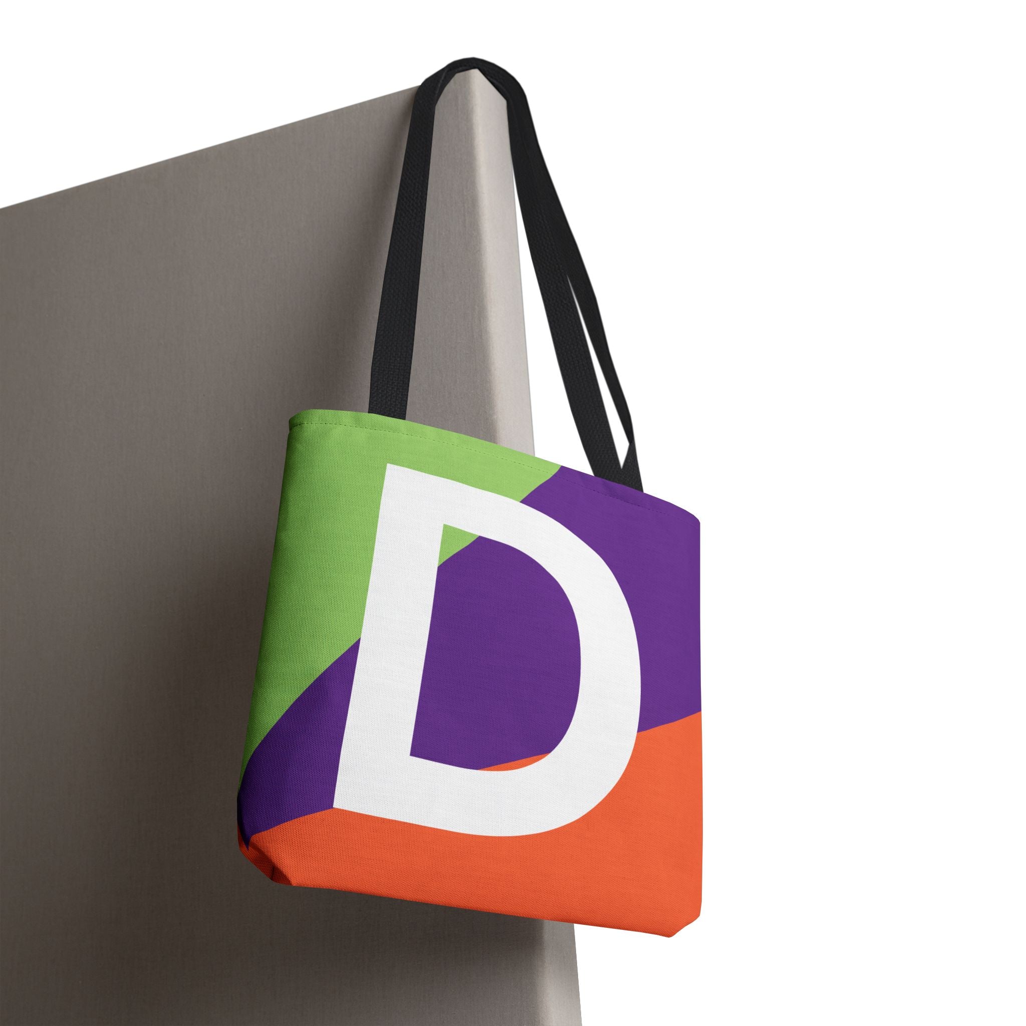 Monogram 'D' Colorblock Tote Bag — Personalized Initial D Shoulder Tote