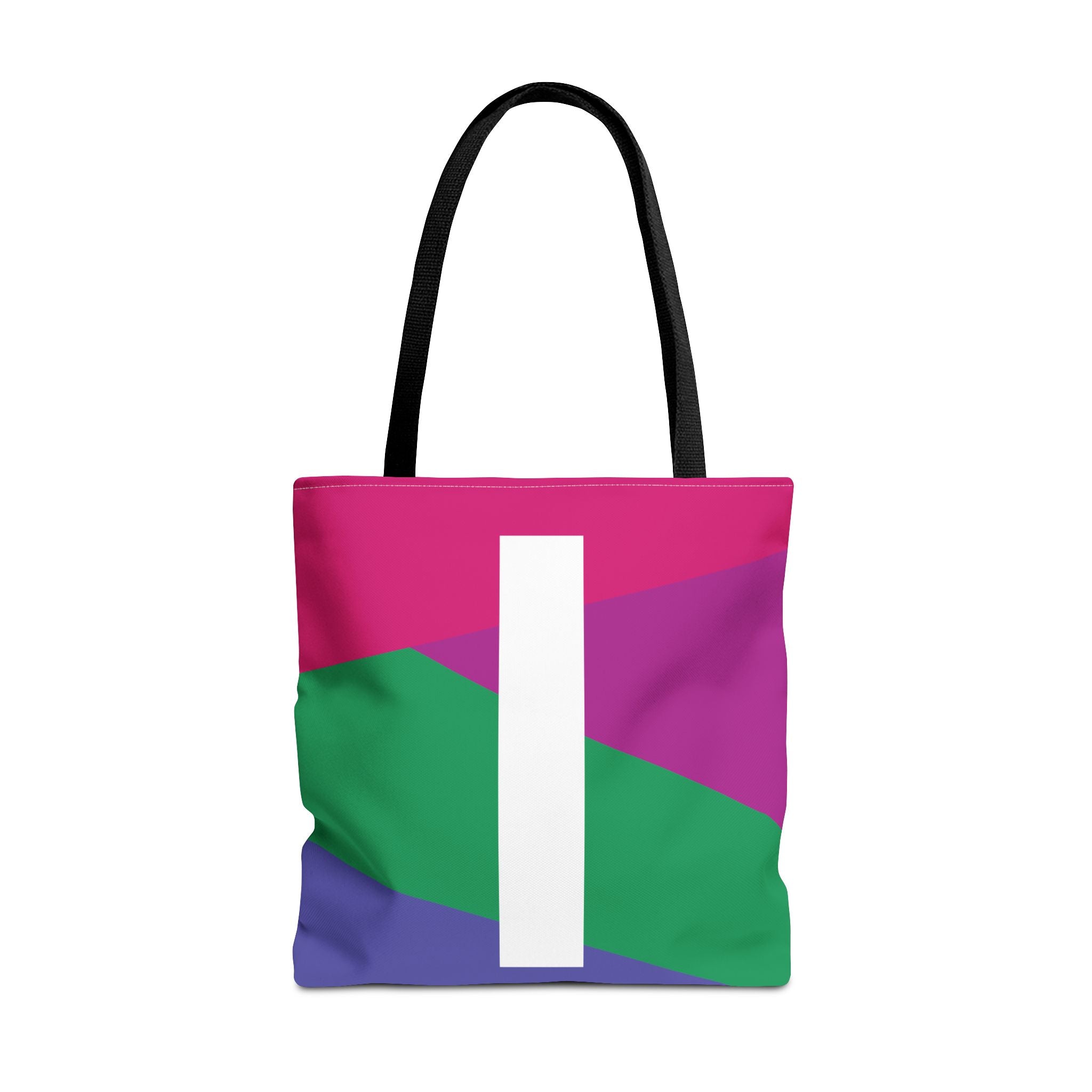 Monogram 'I' Colorblock Tote Bag — Personalized Initial I Shoulder Tote