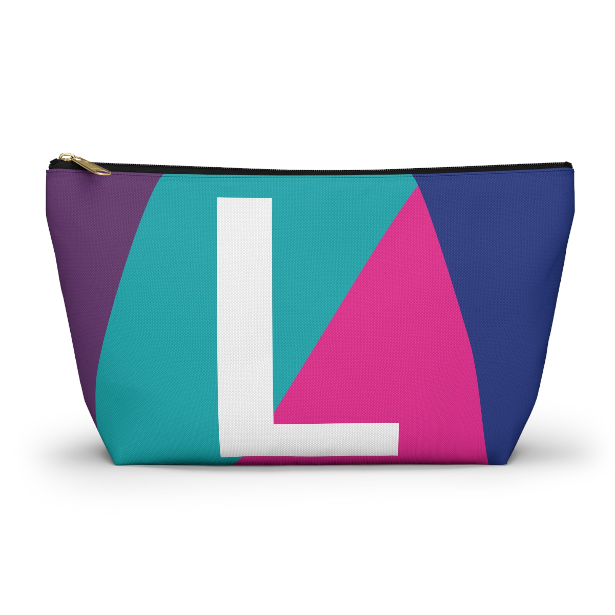 Initials Colorblock Accessory Pouch — Monogram L T-Bottom Cosmetic Bag