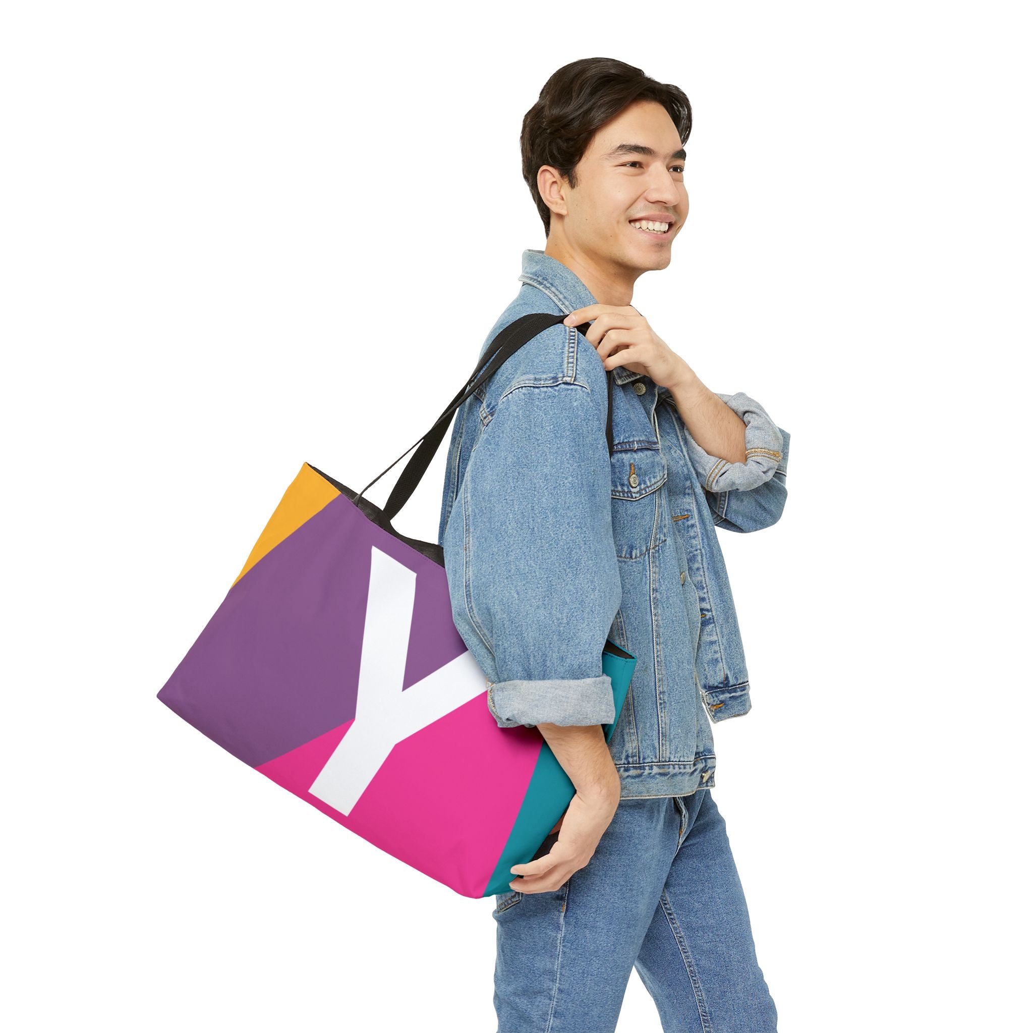 Personalized 'Y' Colorblock Tote Bag — Monogram Weekender Tote