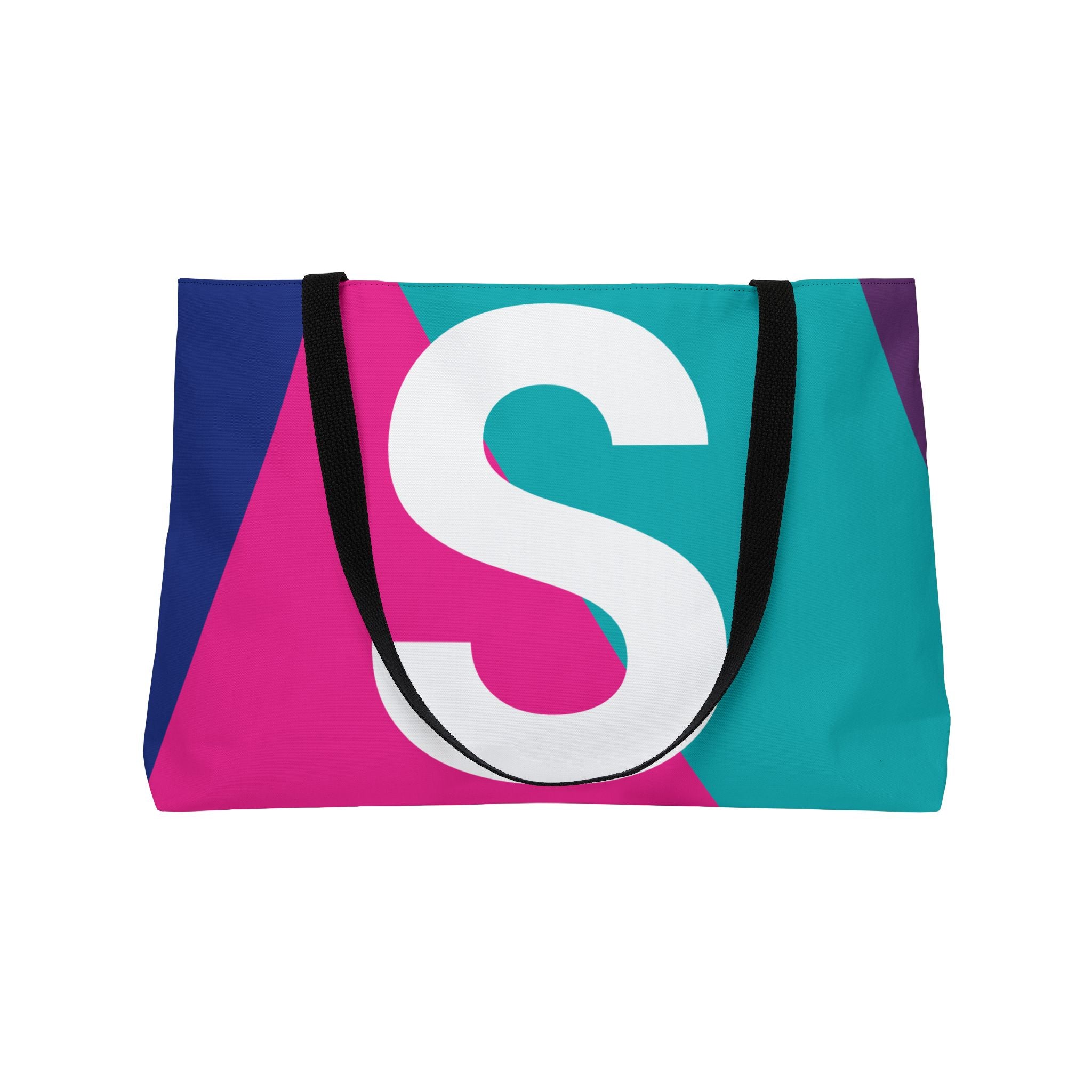 Personalized 'S' Colorblock Tote Bag — Monogram Weekender Tote