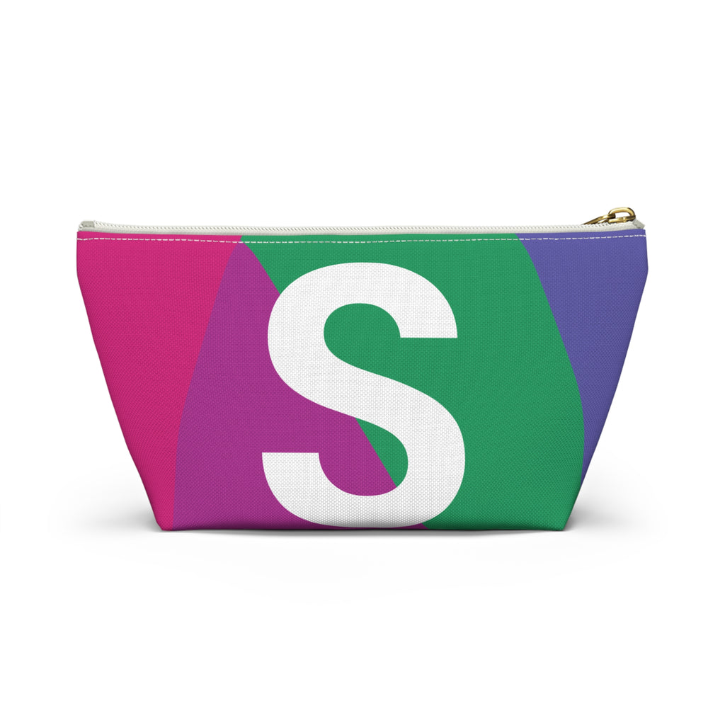 Initials Colorblock Accessory Pouch — Monogram S T-Bottom Cosmetic Bag