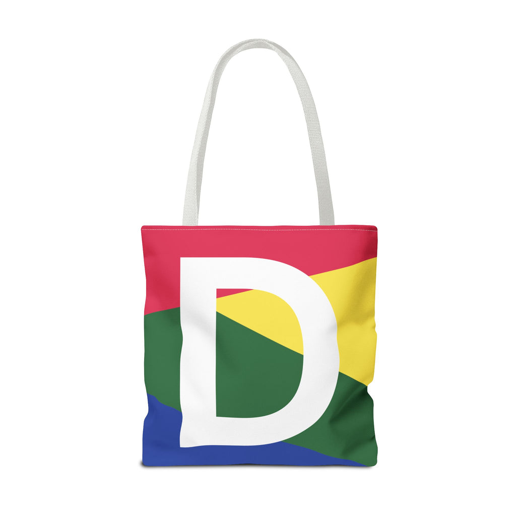 Monogram 'D' Colorblock Tote Bag — Personalized Initial D Shoulder Tote