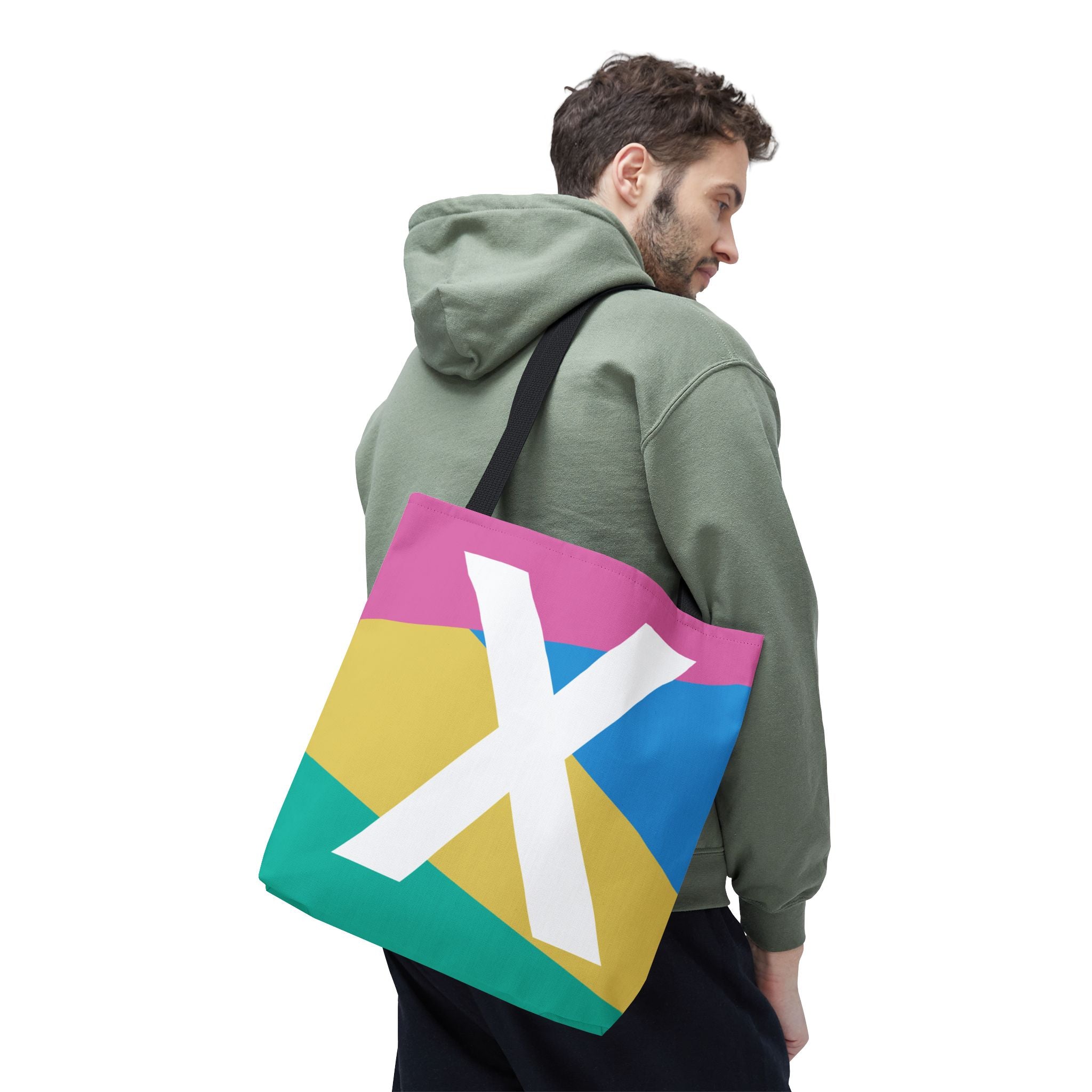 Monogram 'X' Colorblock Tote Bag — Personalized Initial X Shoulder Tote