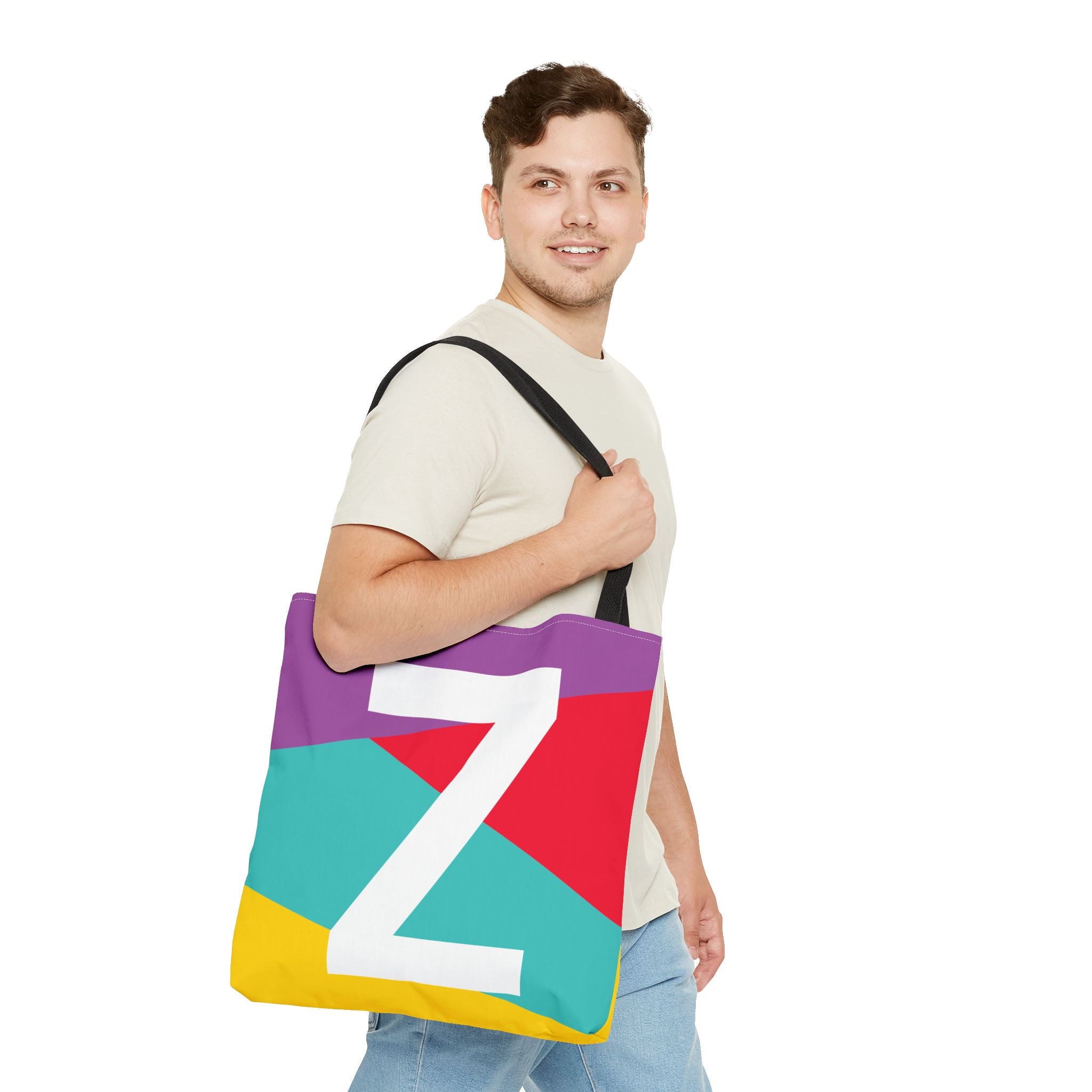 Monogram 'Z' Colorblock Tote Bag — Personalized Initial Z Shoulder Tote