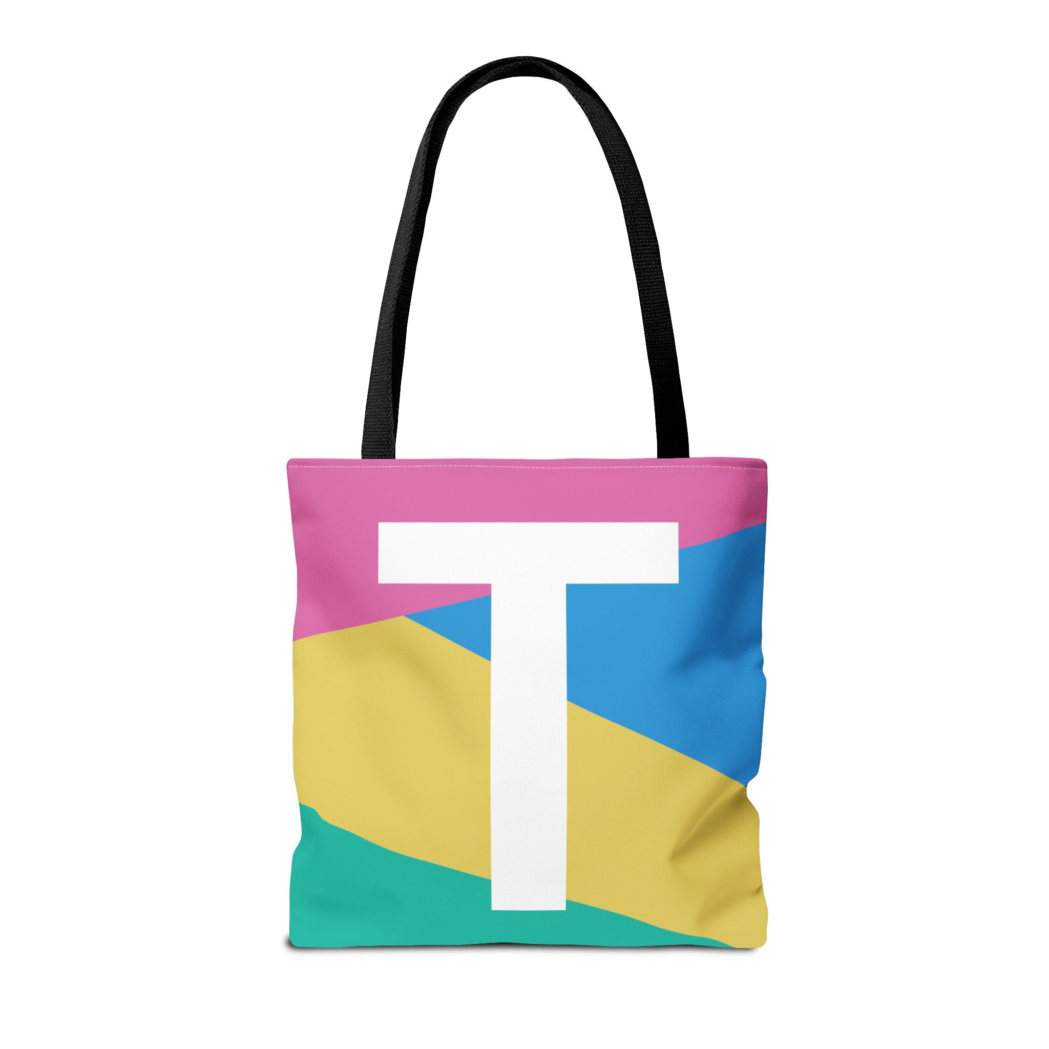 Monogram 'T' Colorblock Tote Bag — Personalized Initial T Shoulder Tote