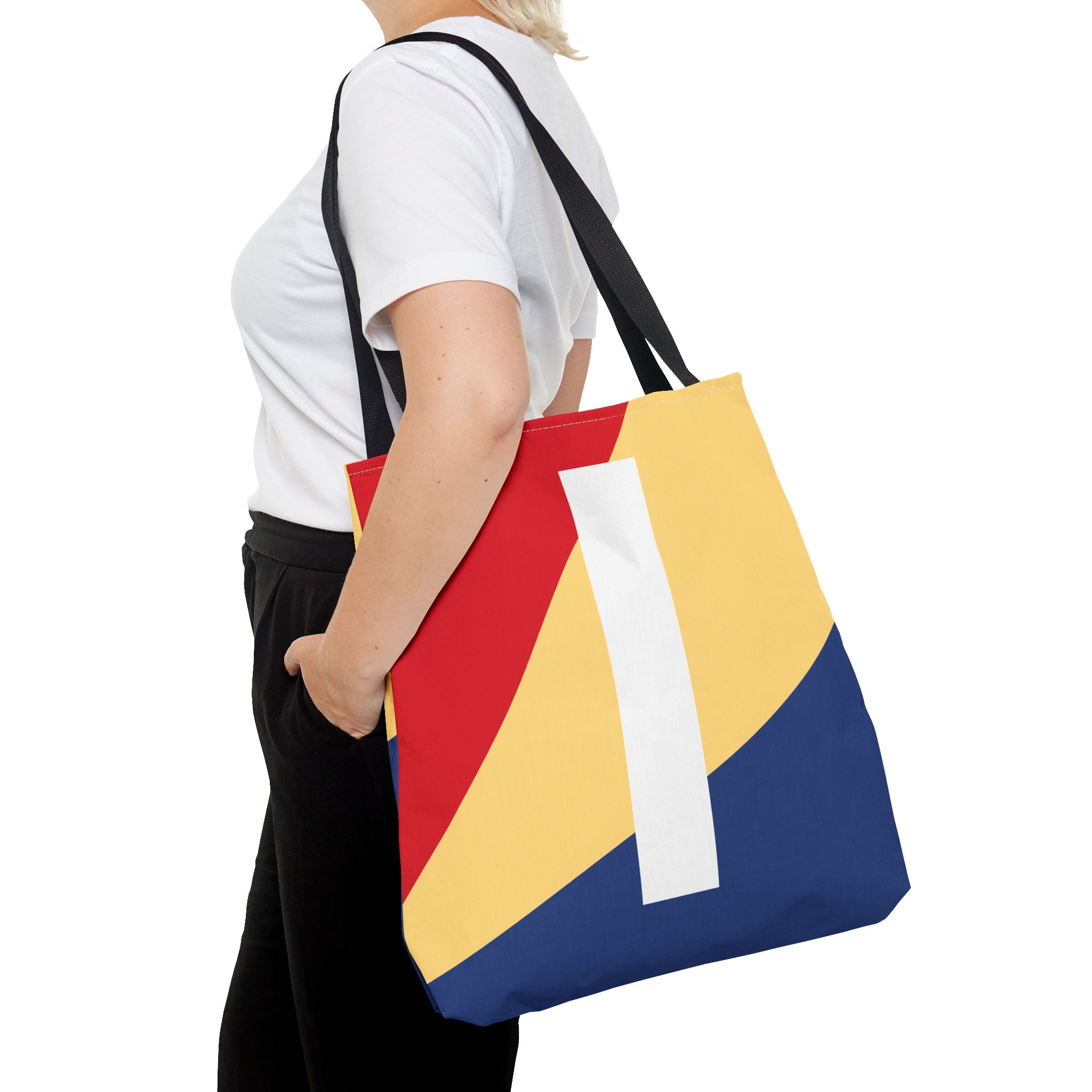 Monogram 'I' Colorblock Tote Bag — Personalized Initial I Shoulder Tote