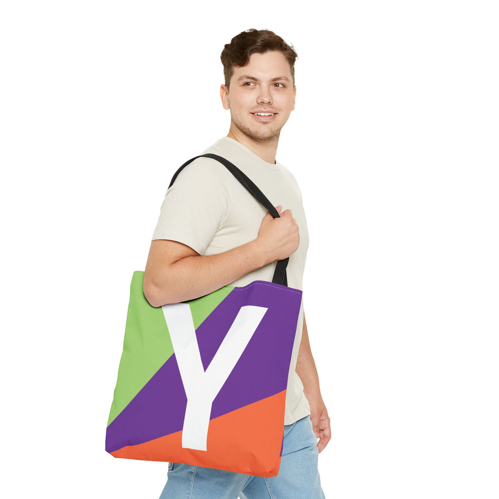Monogram 'Y' Colorblock Tote Bag — Personalized Initial Y Shoulder Tote