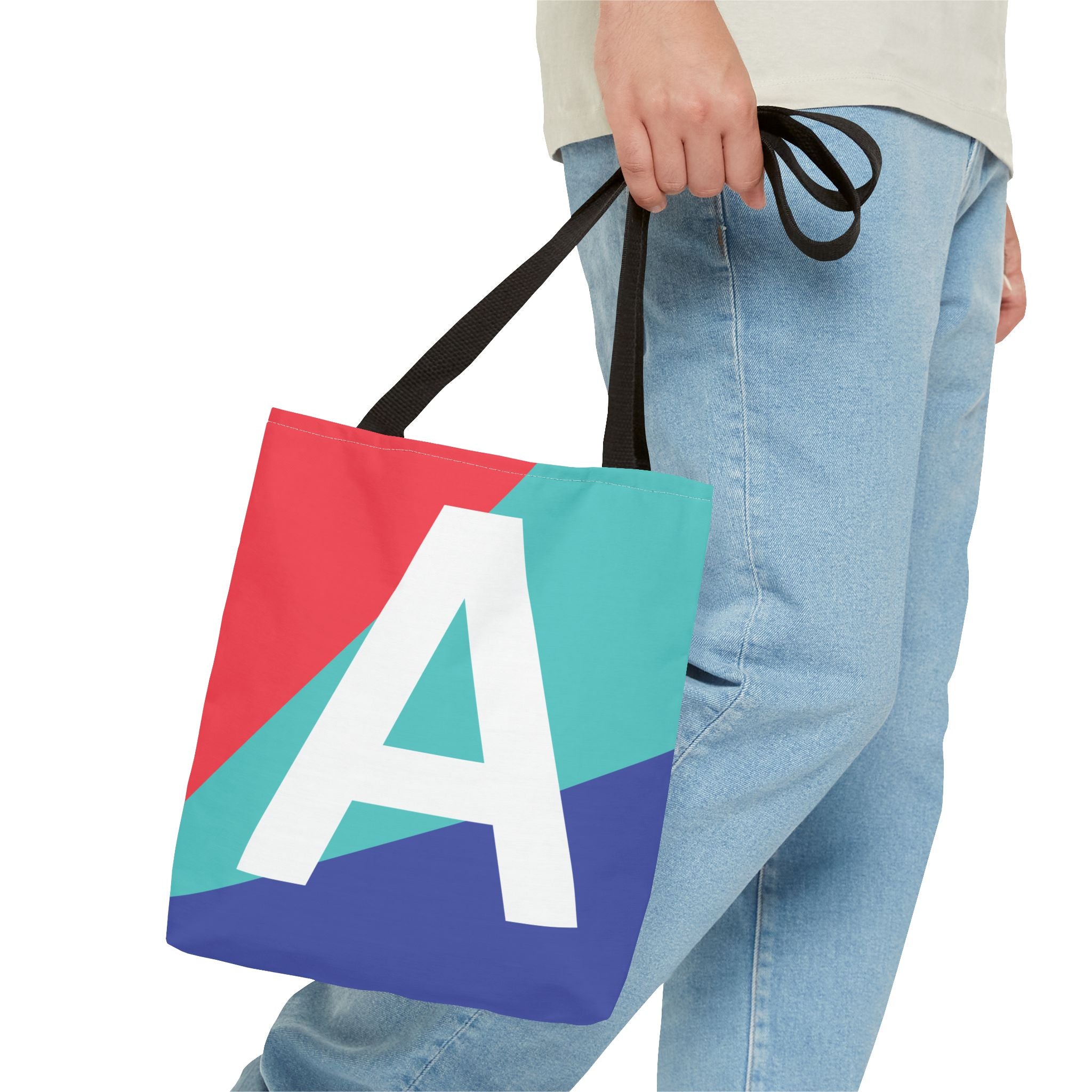 Monogram 'A' Colorblock Tote Bag — Personalized Initial A Shoulder Tote