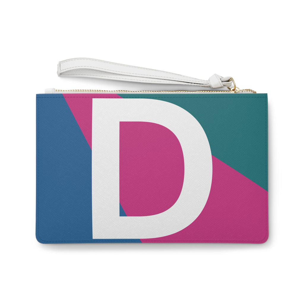 Monogram 'D' Colorblock Clutch Bag — Bold Geometric Wristlet for Everyday & Gifts