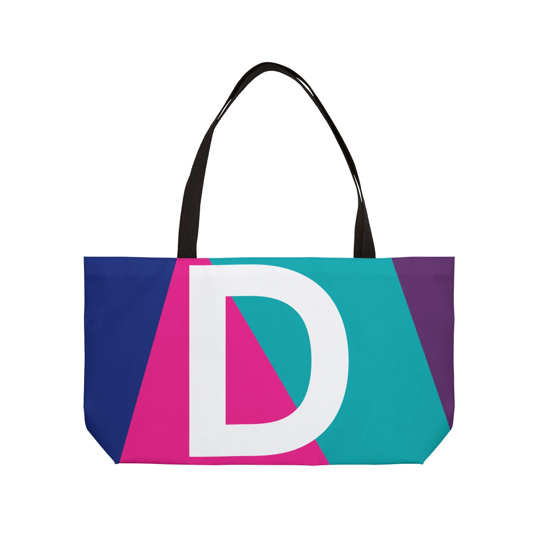 Personalized 'D' Colorblock Tote Bag — Monogram Weekender Tote