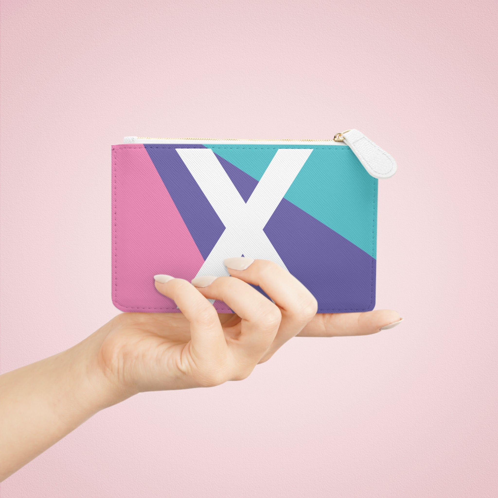 Initial X Mini Clutch — Colorblock Monogram Wristlet Wallet