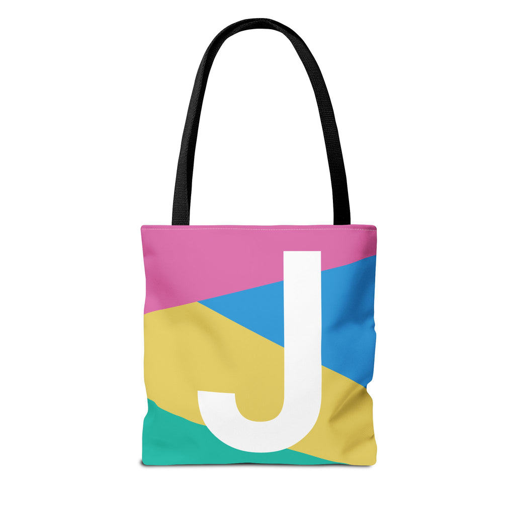 Monogram 'J' Colorblock Tote Bag — Personalized Initial J Shoulder Tote