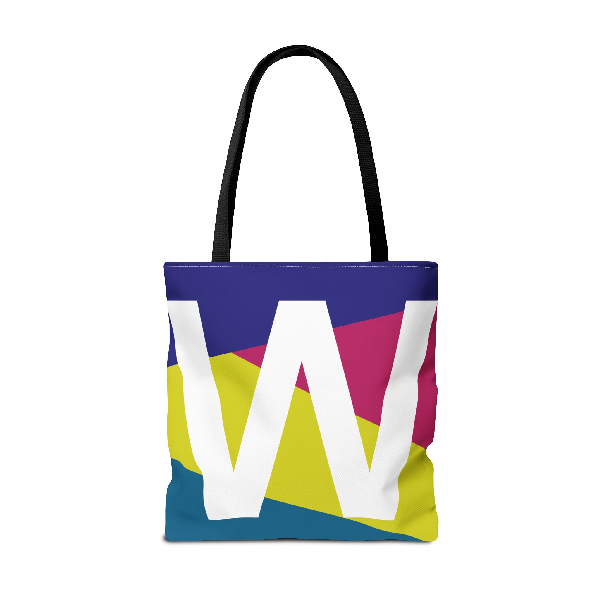 Monogram 'W' Colorblock Tote Bag — Personalized Initial W Shoulder Tote