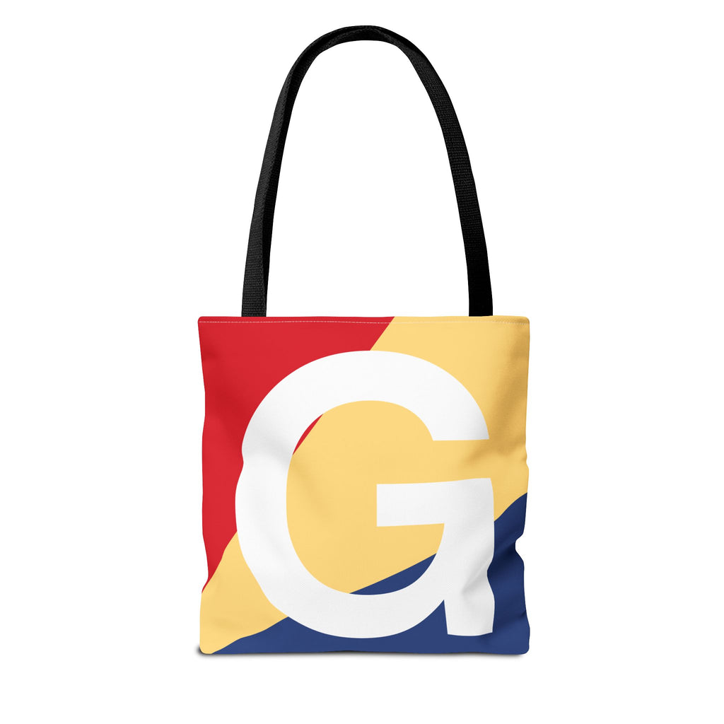 Monogram 'G' Colorblock Tote Bag — Personalized Initial G Shoulder Tote