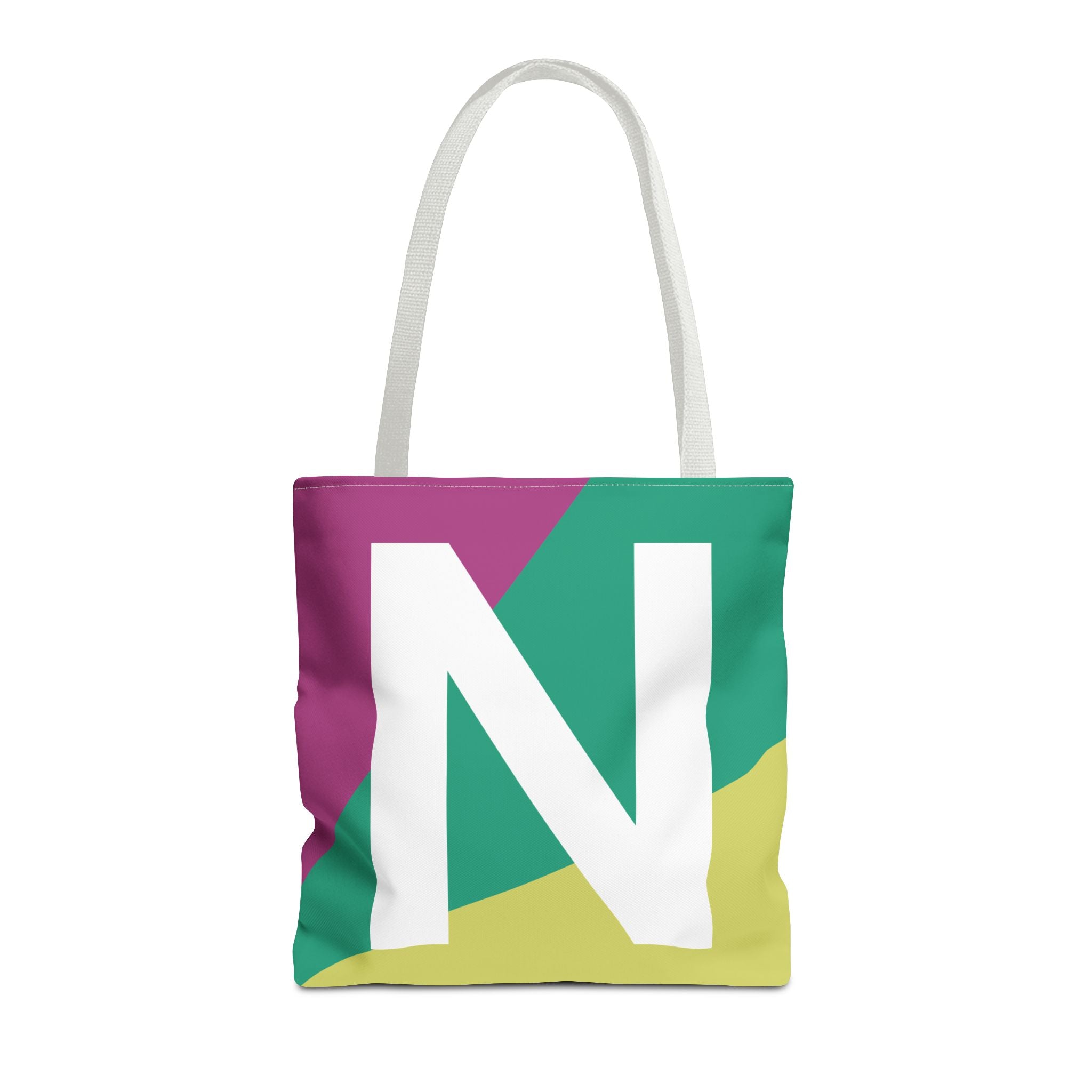 Monogram 'N' Colorblock Tote Bag — Personalized Initial N Shoulder Tote