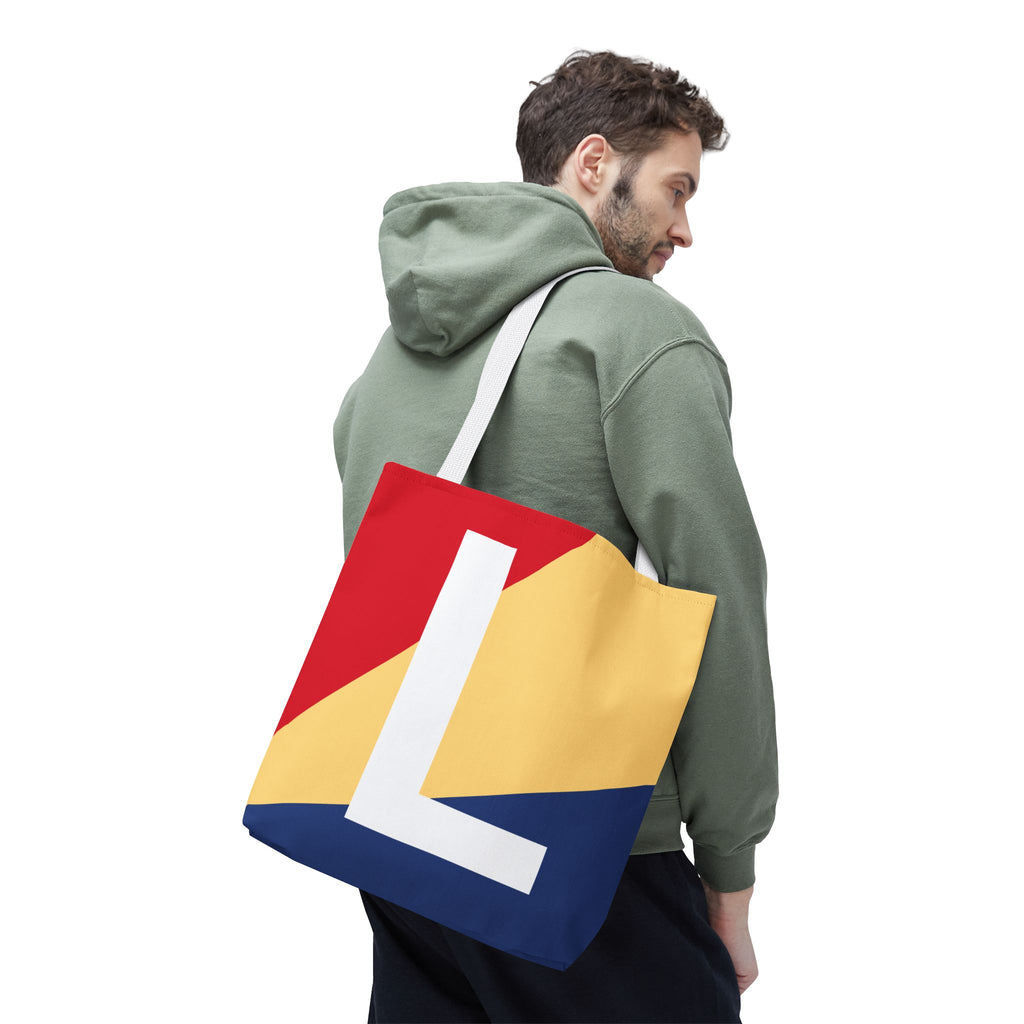 Monogram 'L' Colorblock Tote Bag — Personalized Initial L Shoulder Tote