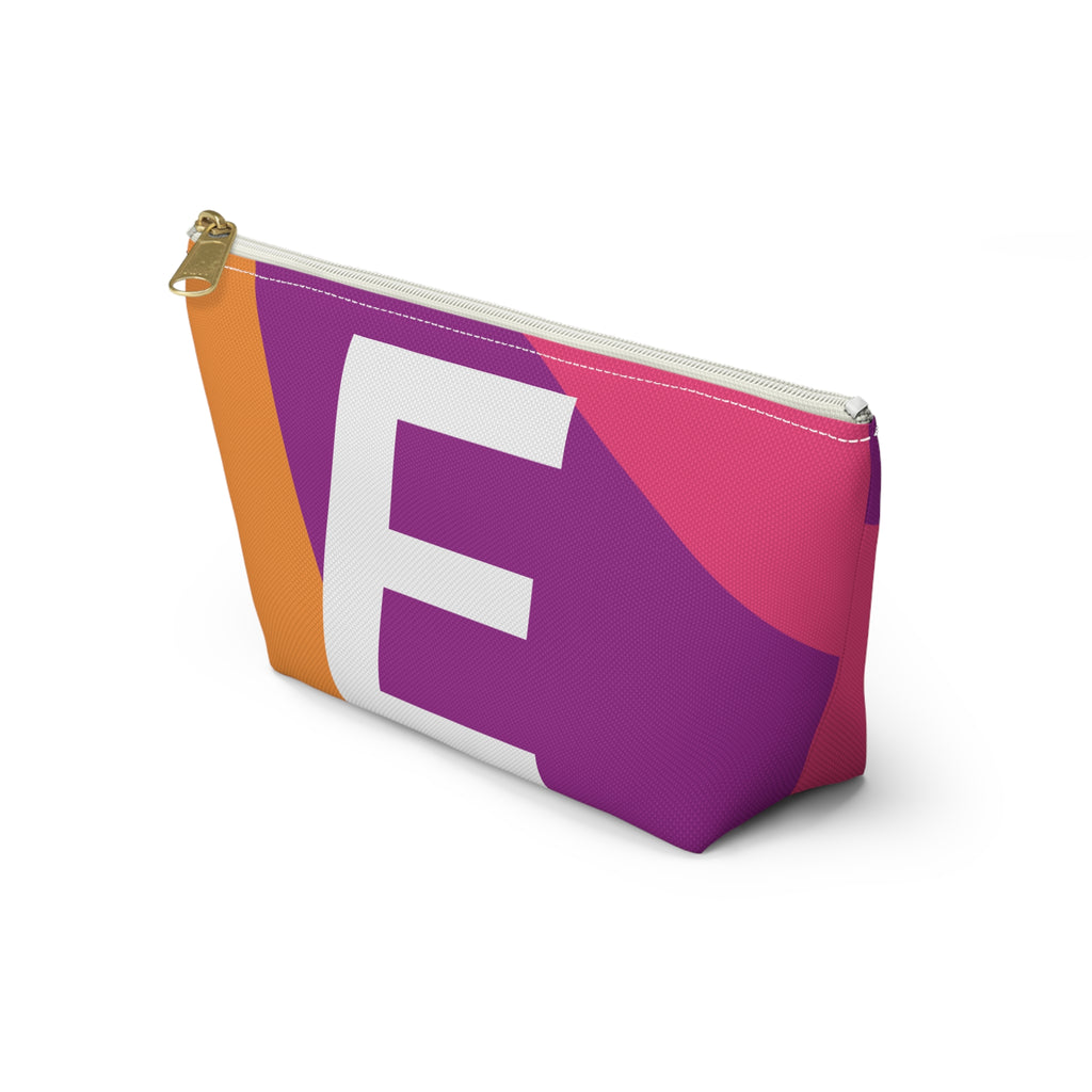 Initials Colorblock Accessory Pouch — Monogram E T-Bottom Cosmetic Bag