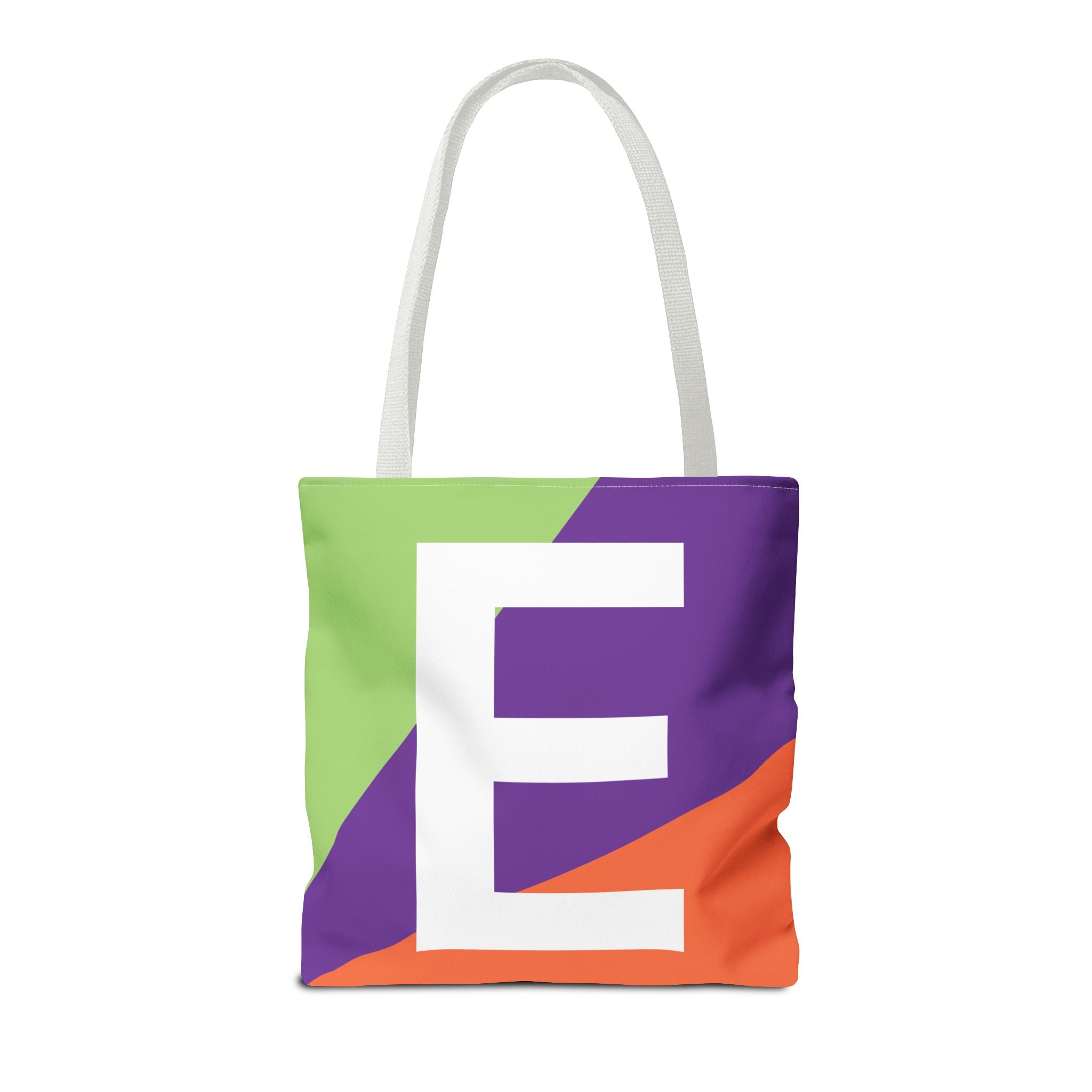 Monogram 'E' Colorblock Tote Bag — Personalized Initial E Shoulder Tote
