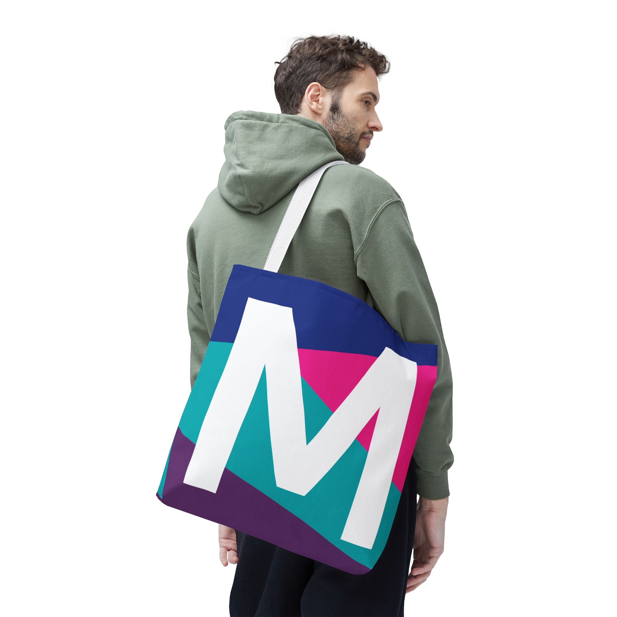Monogram 'M' Colorblock Tote Bag — Personalized Initial L Shoulder Tote