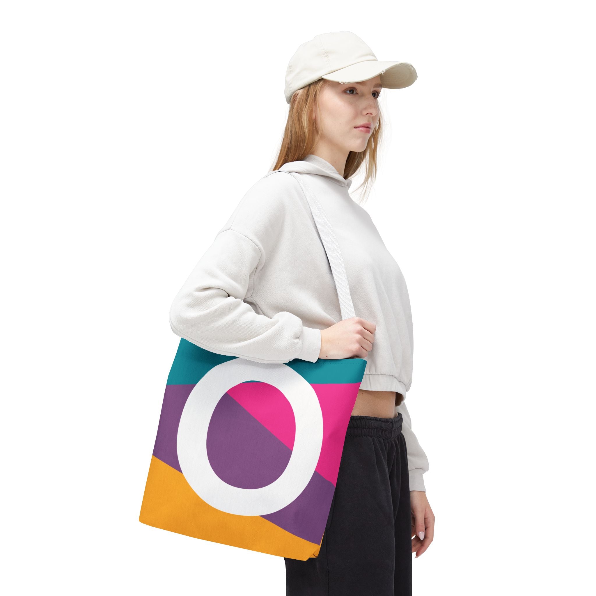 Monogram 'O' Colorblock Tote Bag — Personalized Initial O Shoulder Tote
