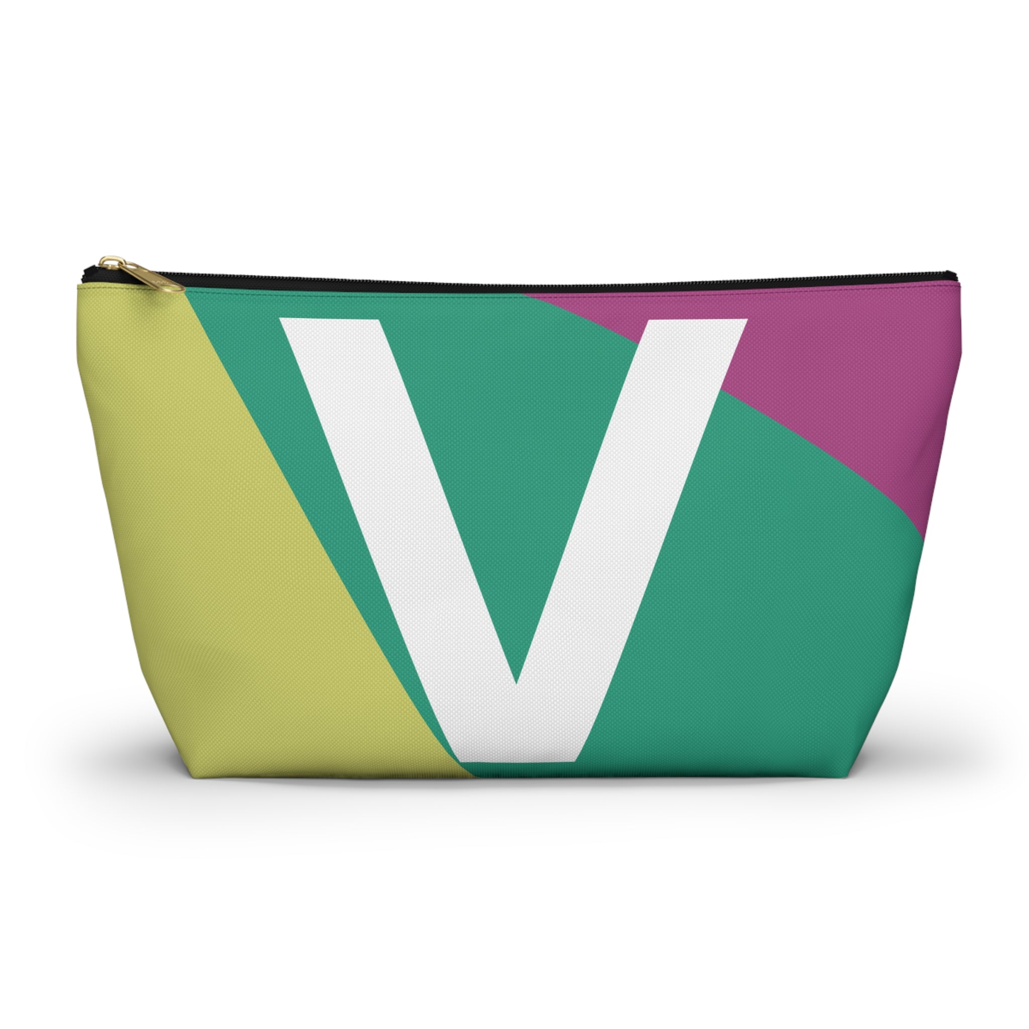 Initials Colorblock Accessory Pouch — Monogram V T-Bottom Cosmetic Bag