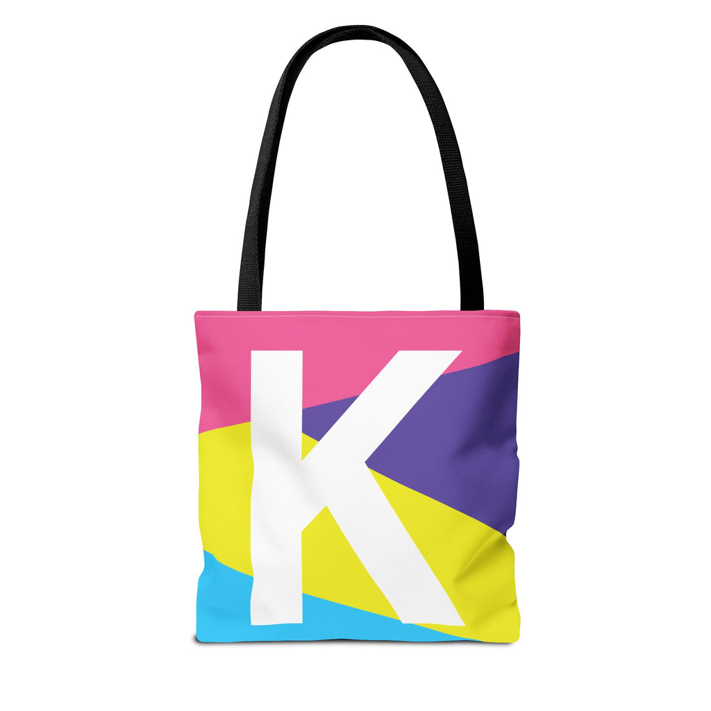 Monogram 'K' Colorblock Tote Bag — Personalized Initial K Shoulder Tote